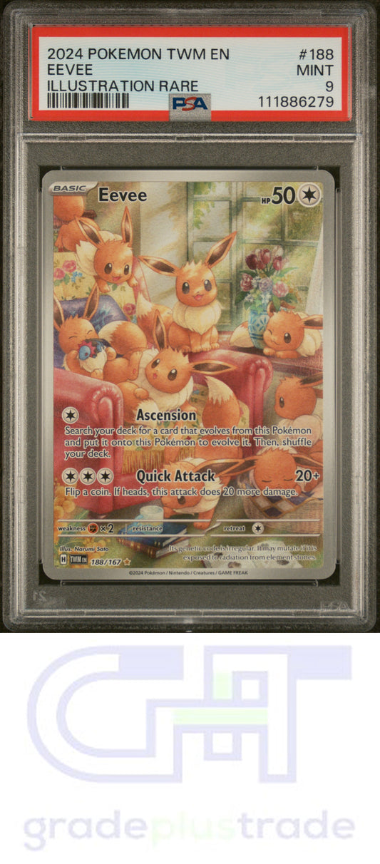 2024 Pokemon Twm En-Twilight Masquerade #188 Illustration Rare Eevee PSA 9
