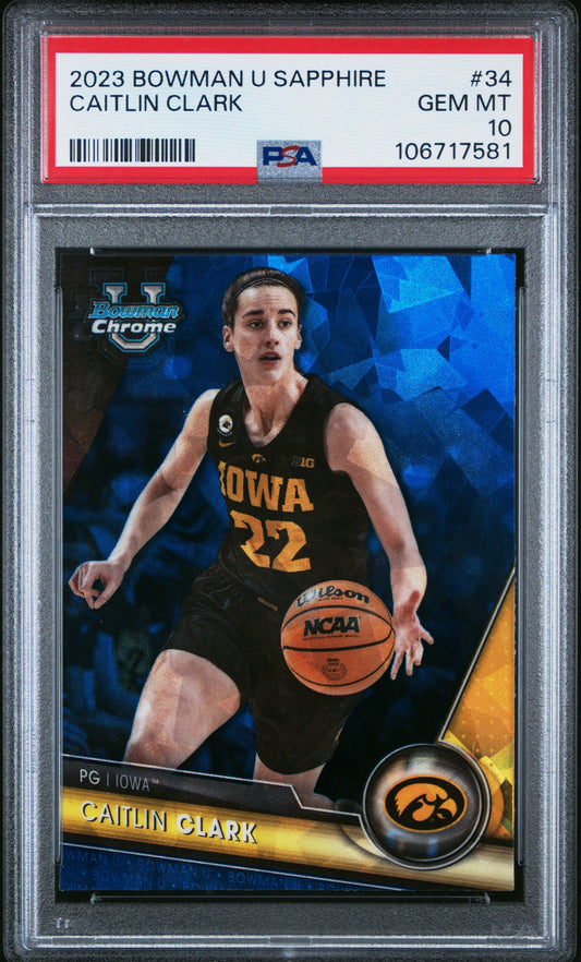 2023 Bowman University Chrome Sapphire #34 Caitlin Clark PSA 10