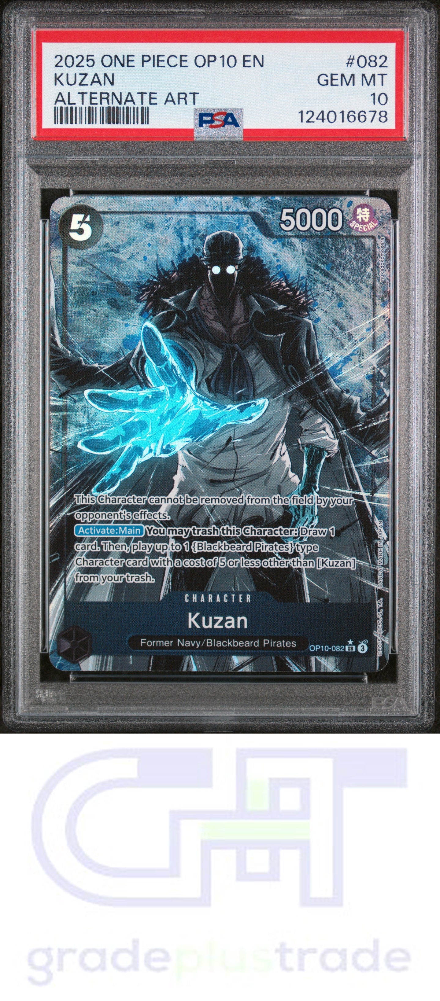 2025 One Piece Op10-Royal Blood #082 Alternate Art Kuzan PSA 10