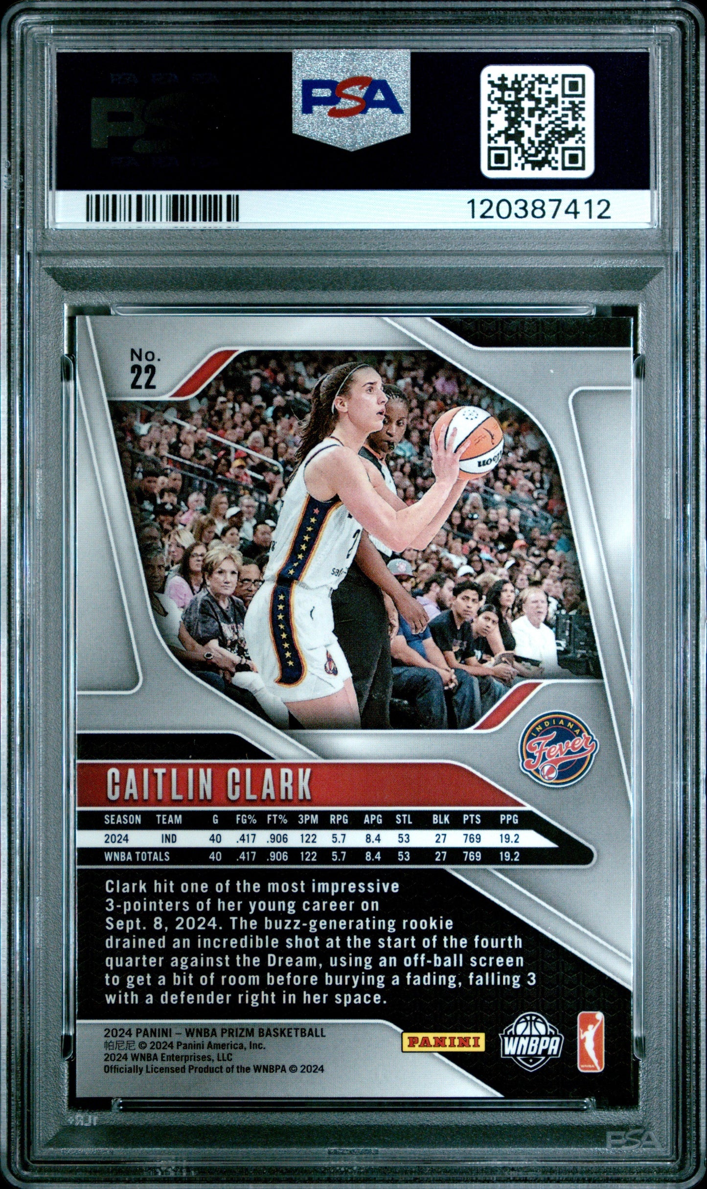 2024 Panini Prizm Wnba #22 Caitlin Clark PSA 8