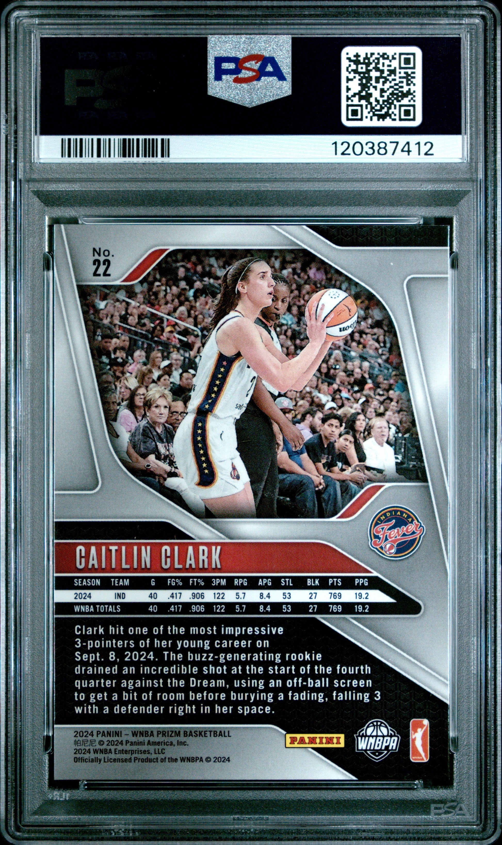 2024 Panini Prizm Wnba #22 Caitlin Clark PSA 8