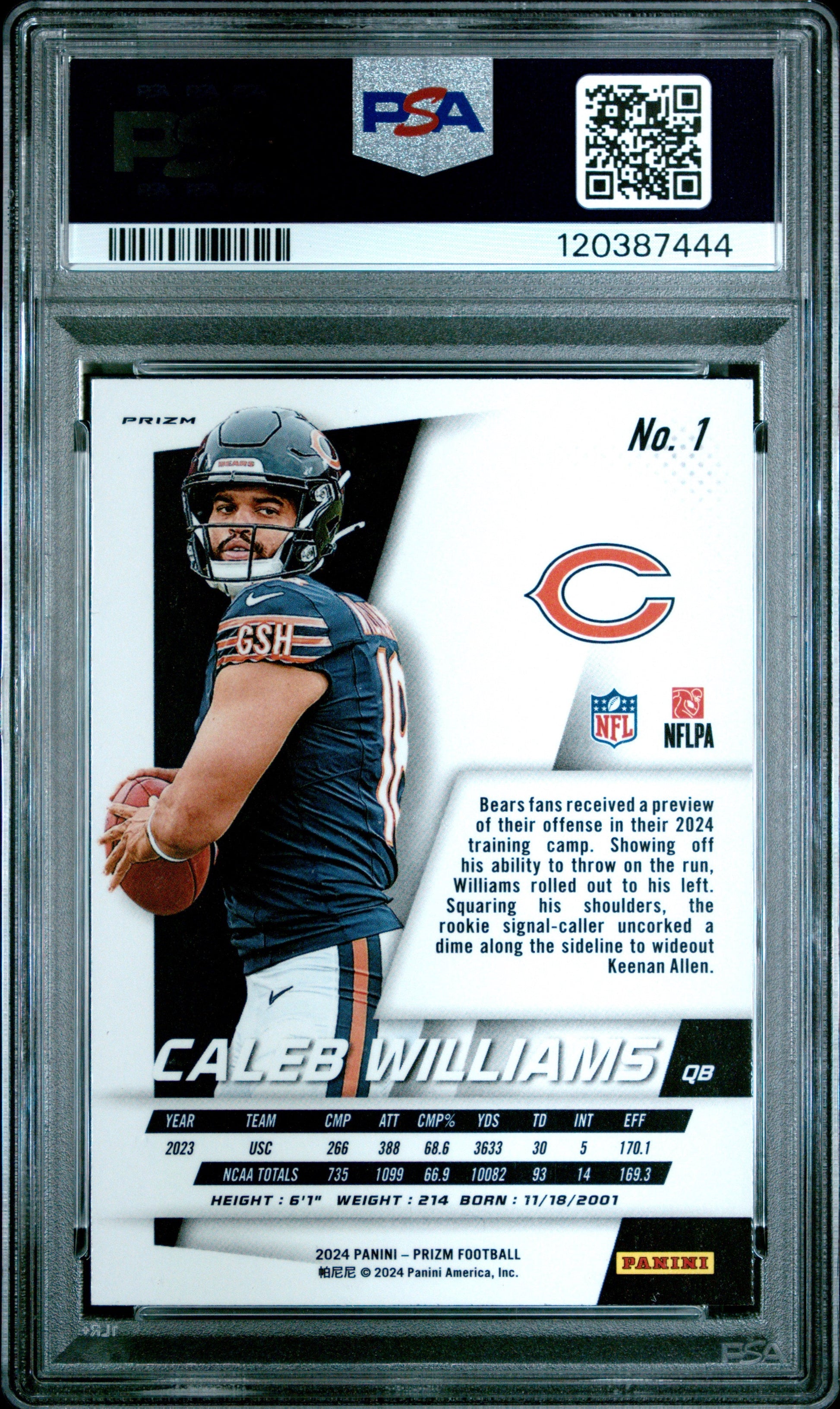 2024 Panini Prizm Prizm Flashback Rookie #1 Caleb Williams PSA 10