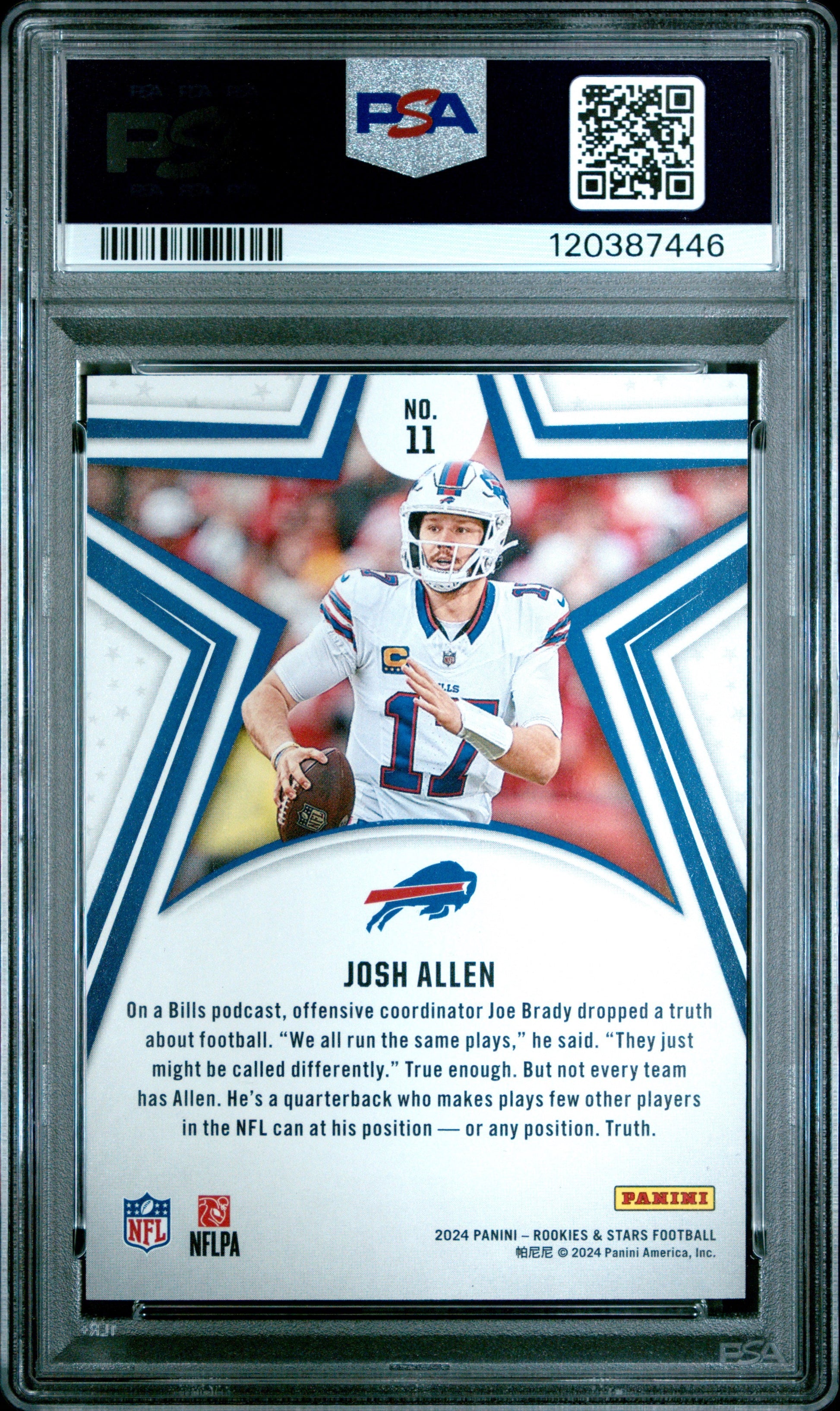 2024 Panini Rookies & Stars #11 True Blue #'d /149 Josh Allen PSA 9