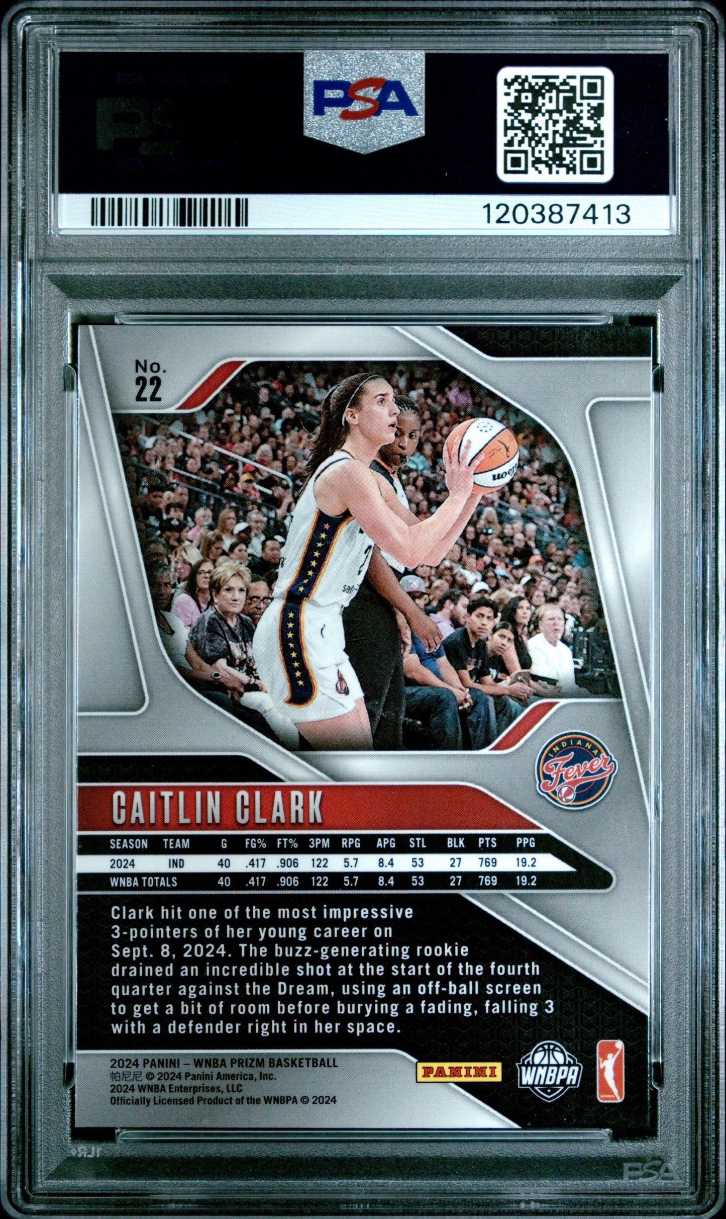2024 Panini Prizm Wnba #22 Caitlin Clark RC PSA 8 (7413)
