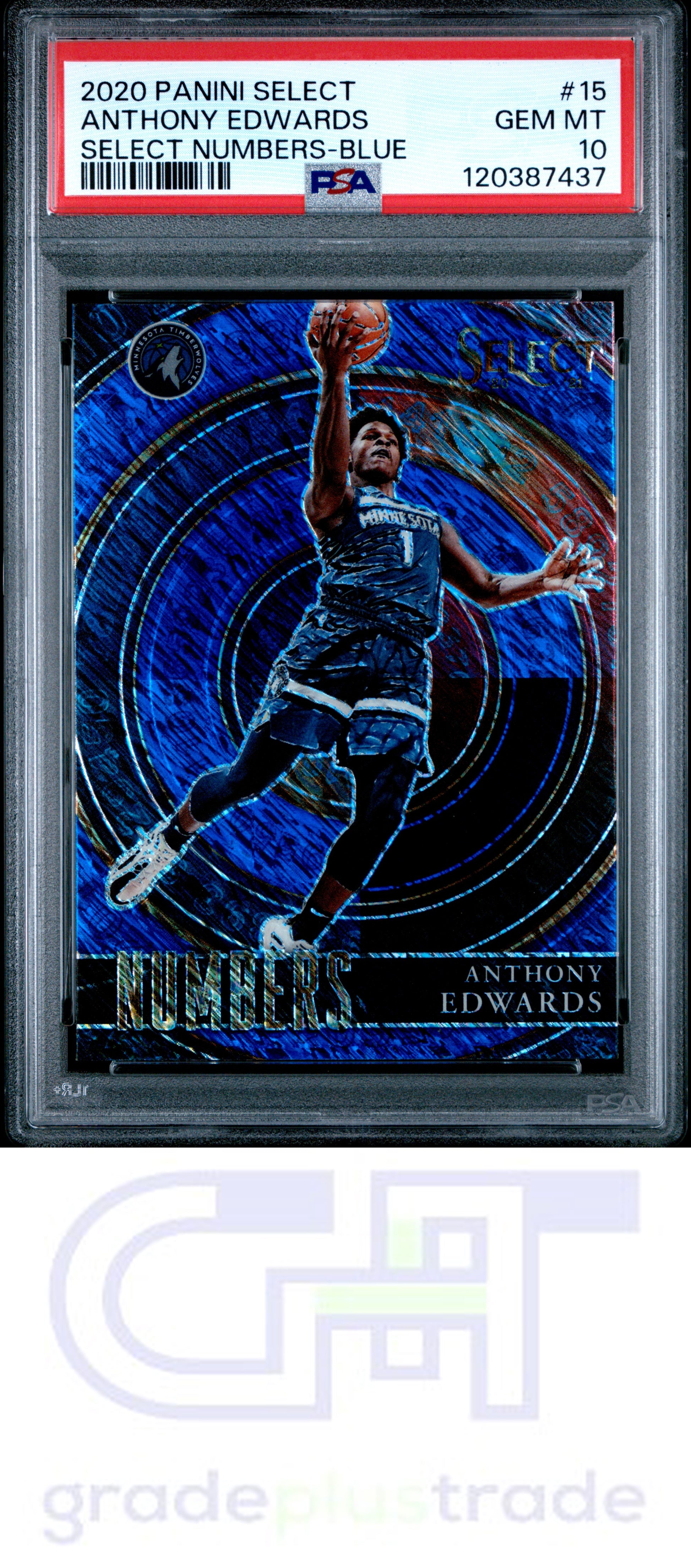 2020 Panini Select Select Numbers #15 Blue Anthony Edwards PSA 10