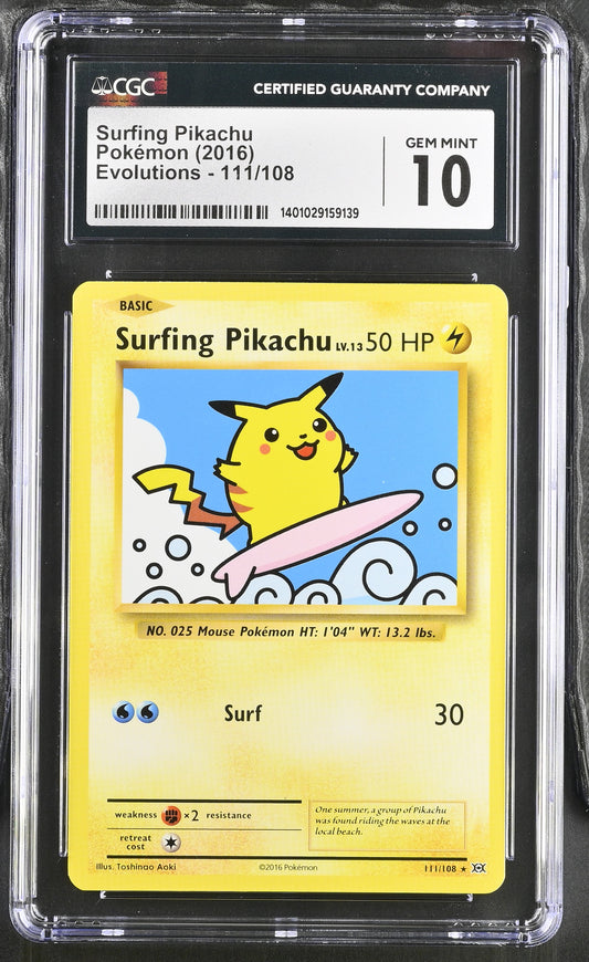 2016 Evolutions #111/108 Surfing Pikachu CGC 10