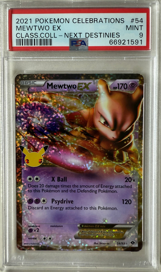2021 Pokemon Celebrations Classic Collection #54 Next Destinies Mewtwo Ex PSA 9