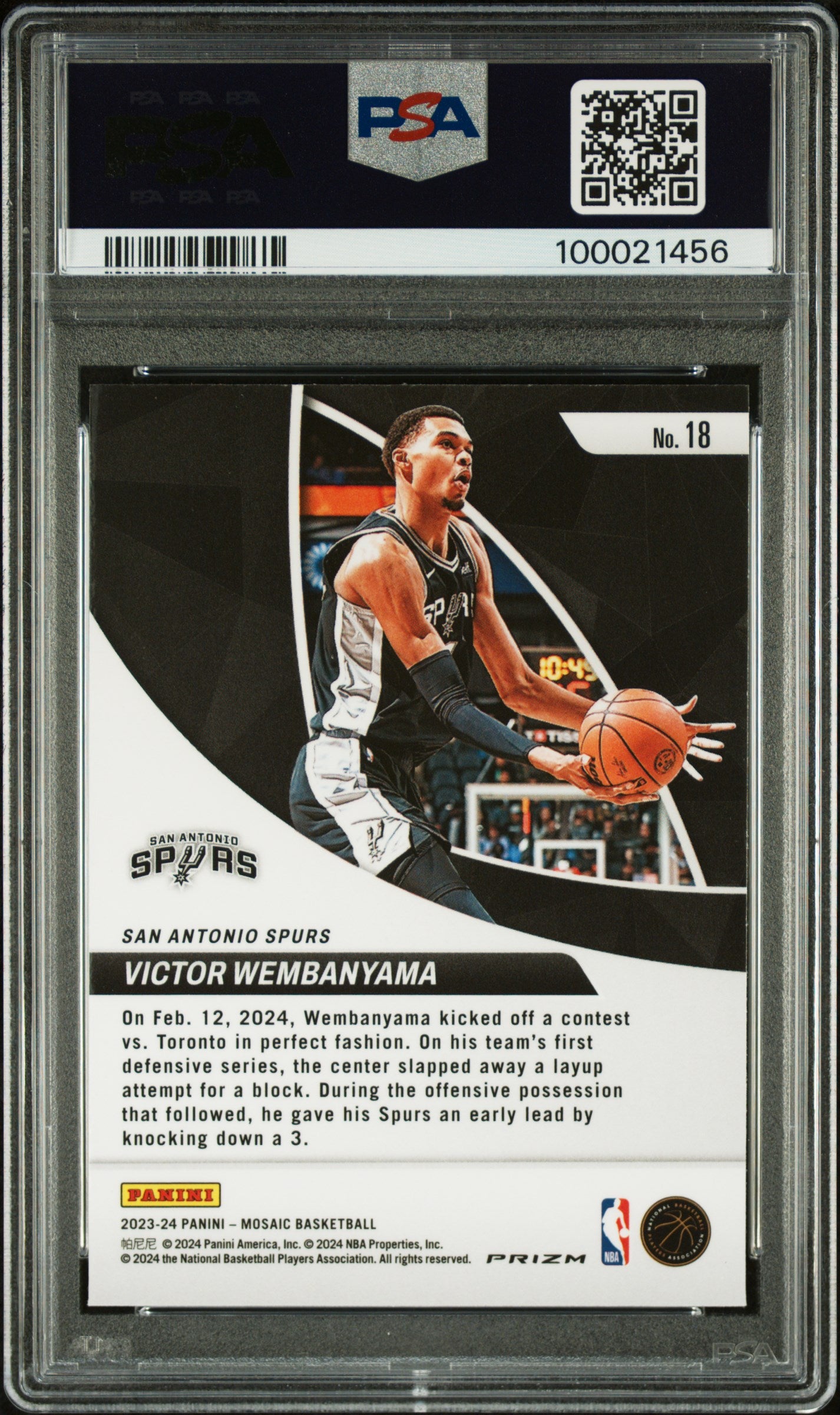 2023 Panini Mosaic Elevate #18 Green Victor Wembanyama RC PSA 10