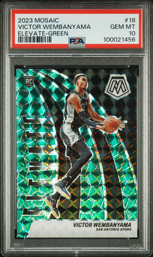 2023 Panini Mosaic Elevate #18 Green Victor Wembanyama RC PSA 10