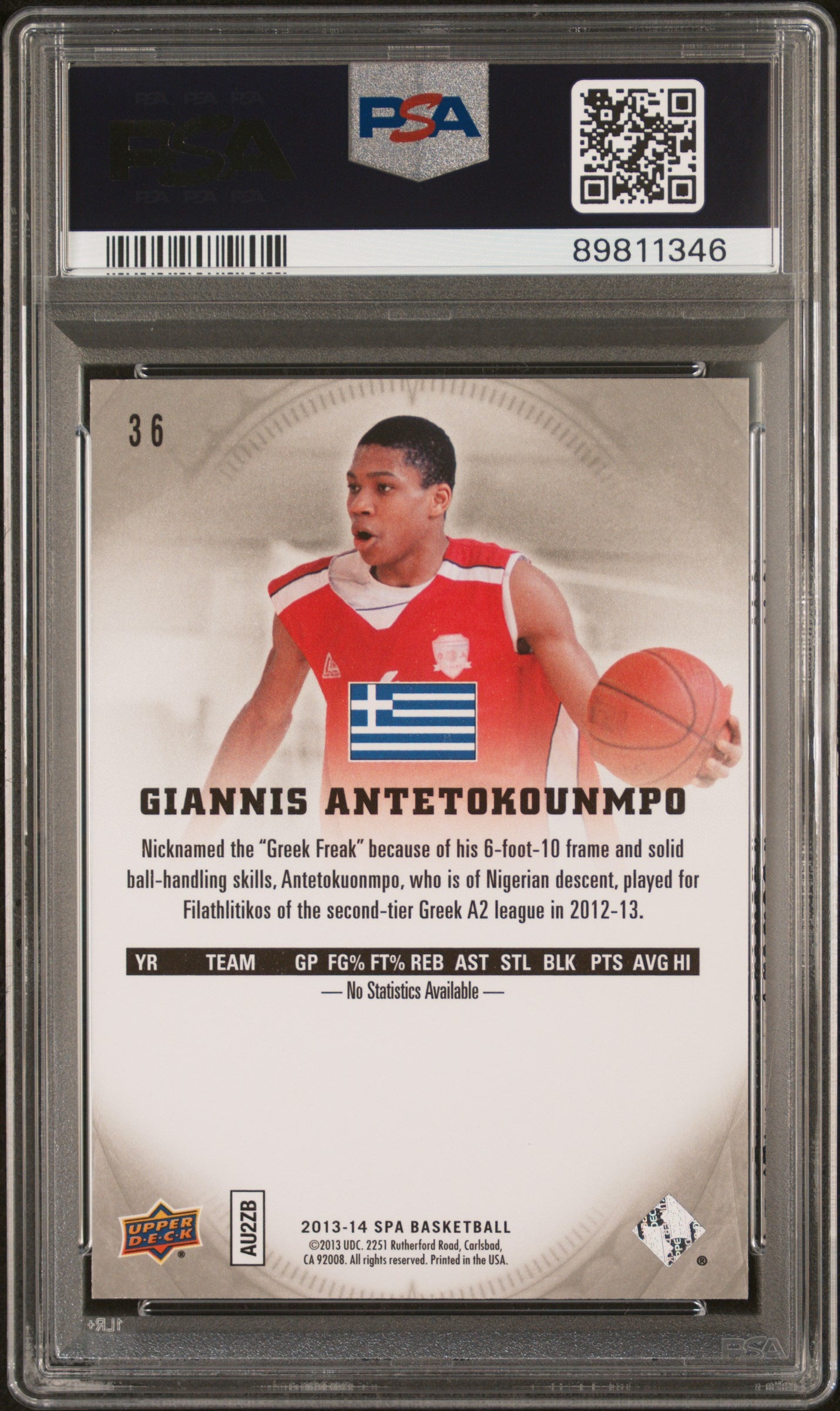 2013 Sp Authentic #36 Giannis Antetokounmpo RC PSA 10