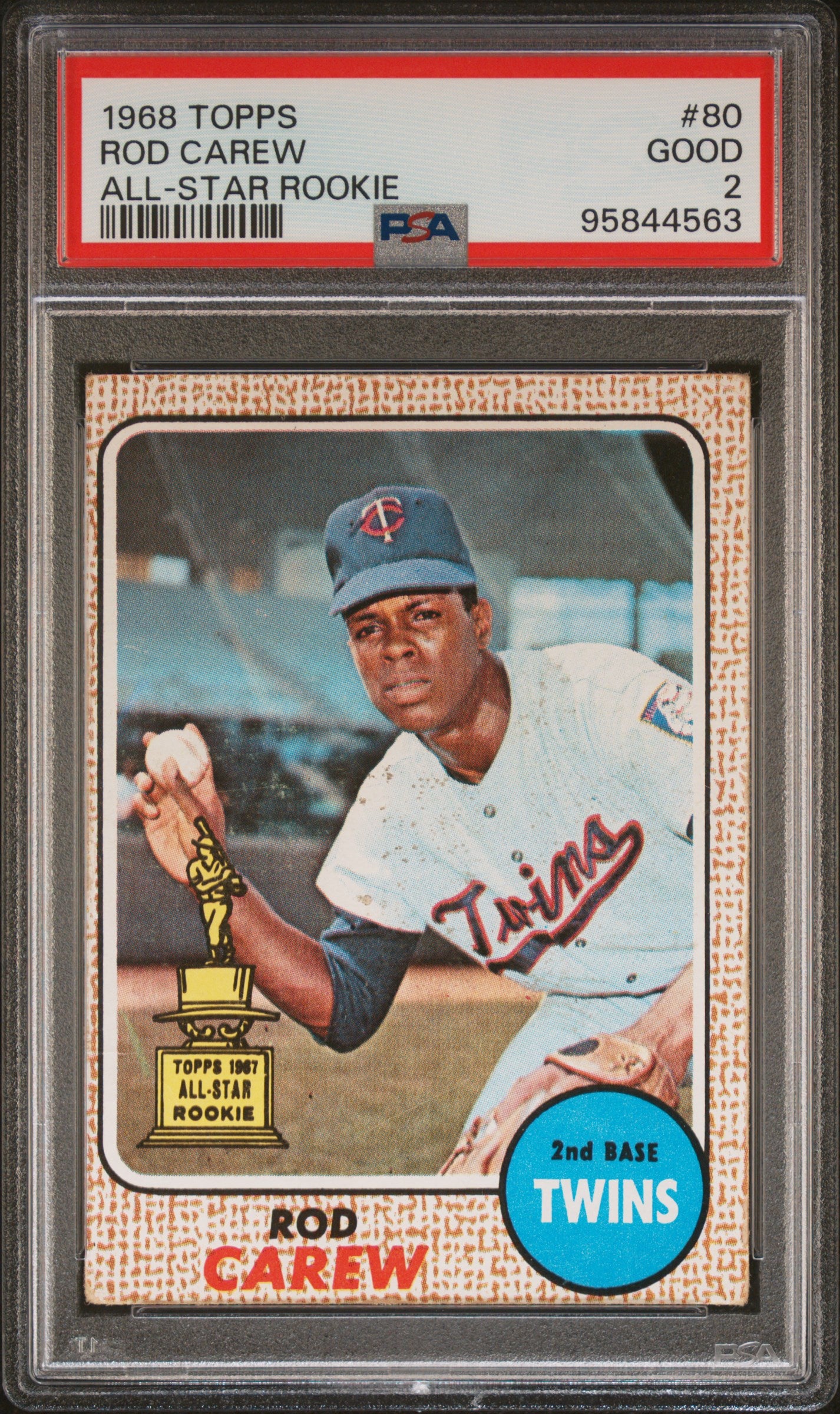 1968 Topps #80 All-Star Rookie Rod Carew PSA 2