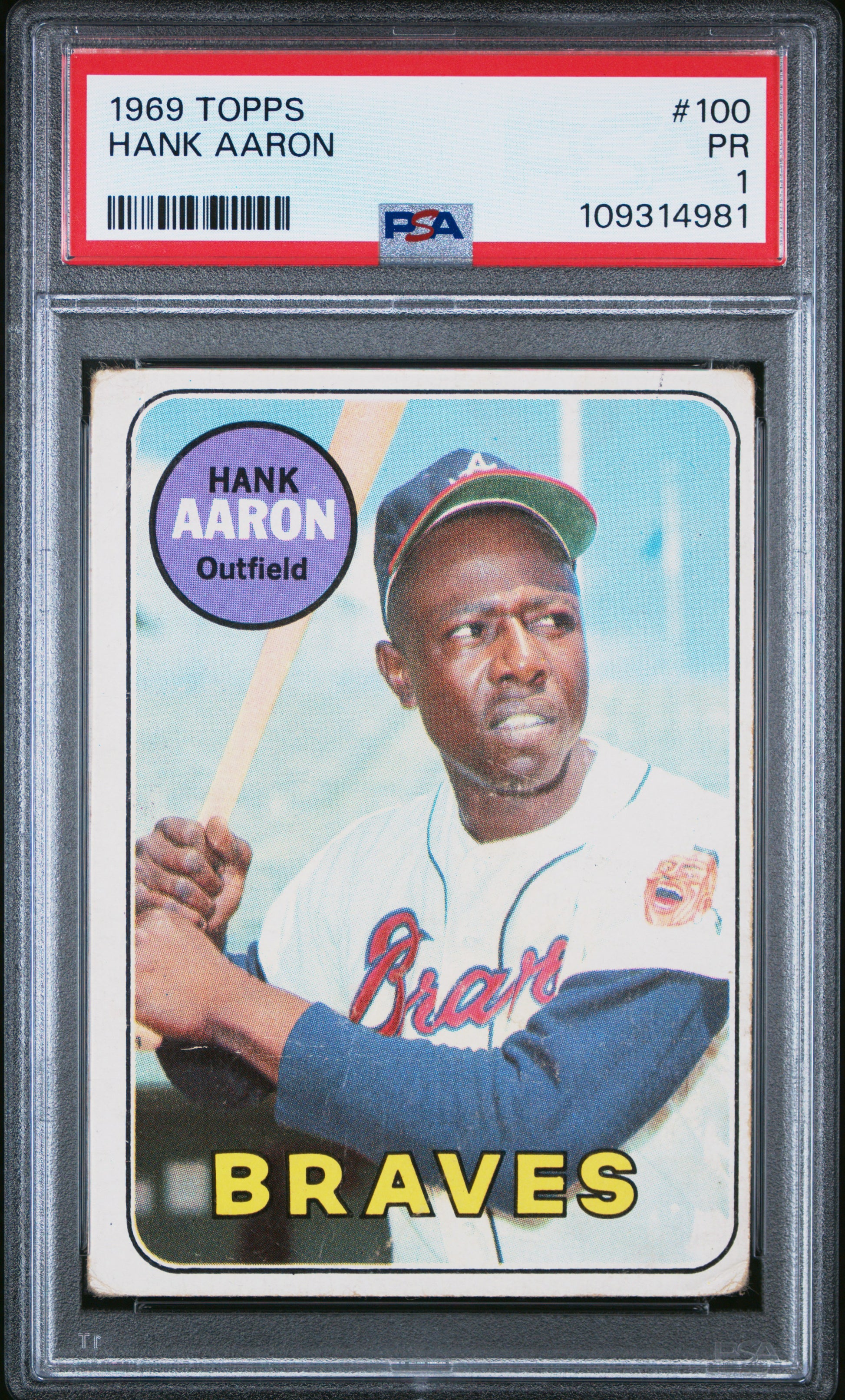 1969 Topps #100 Hank Aaron PSA 1