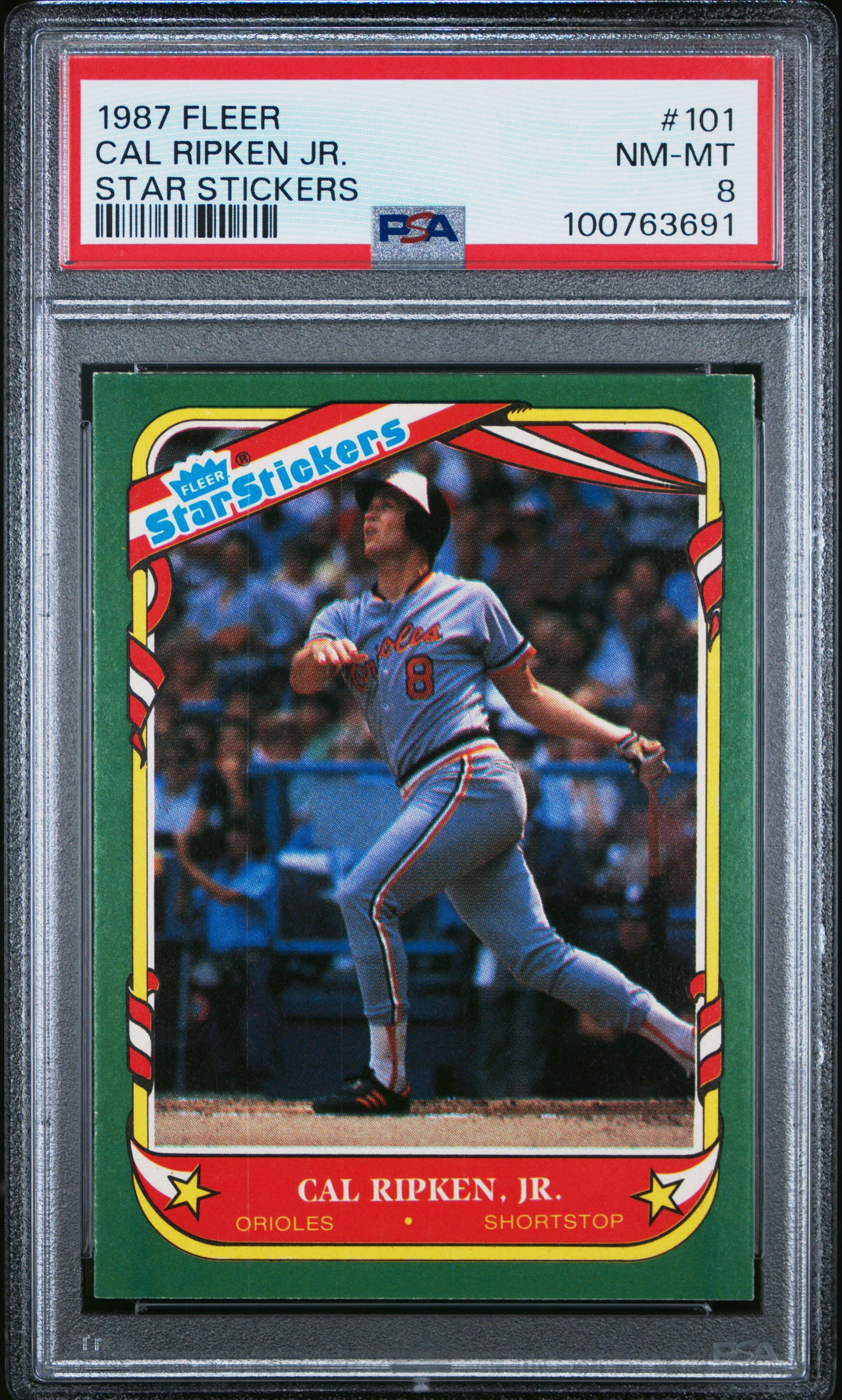 1987 Fleer Star Stickers #101 Star Stickers Cal Ripken Jr. PSA 8