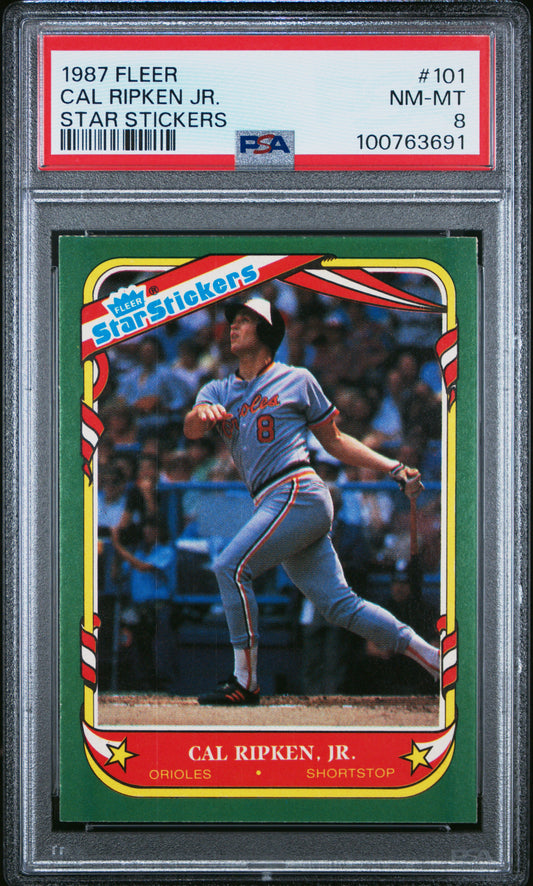 1987 Fleer Star Stickers #101 Star Stickers Cal Ripken Jr. PSA 8