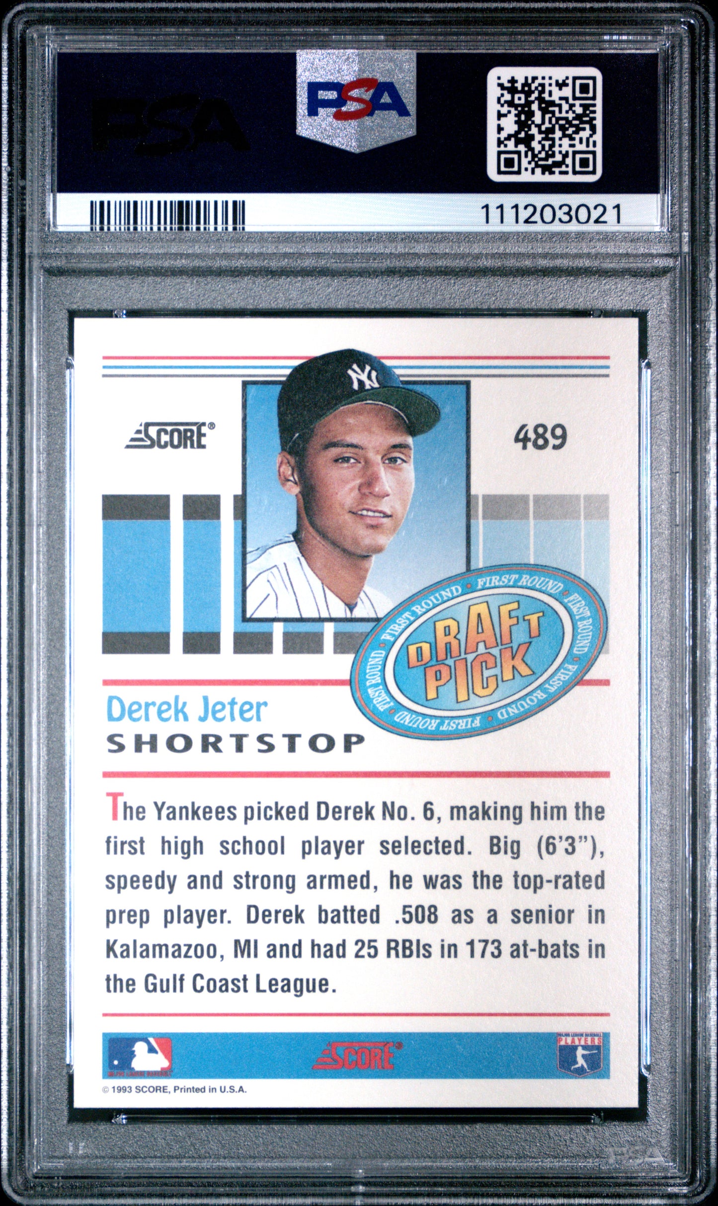 1993 Score #489 Derek Jeter PSA 9