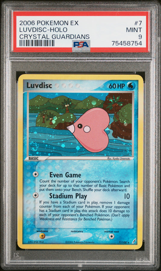 2006 Pokemon Ex Crystal Guardians #7 Crystal Guardians Luvdisc-Holo PSA 9