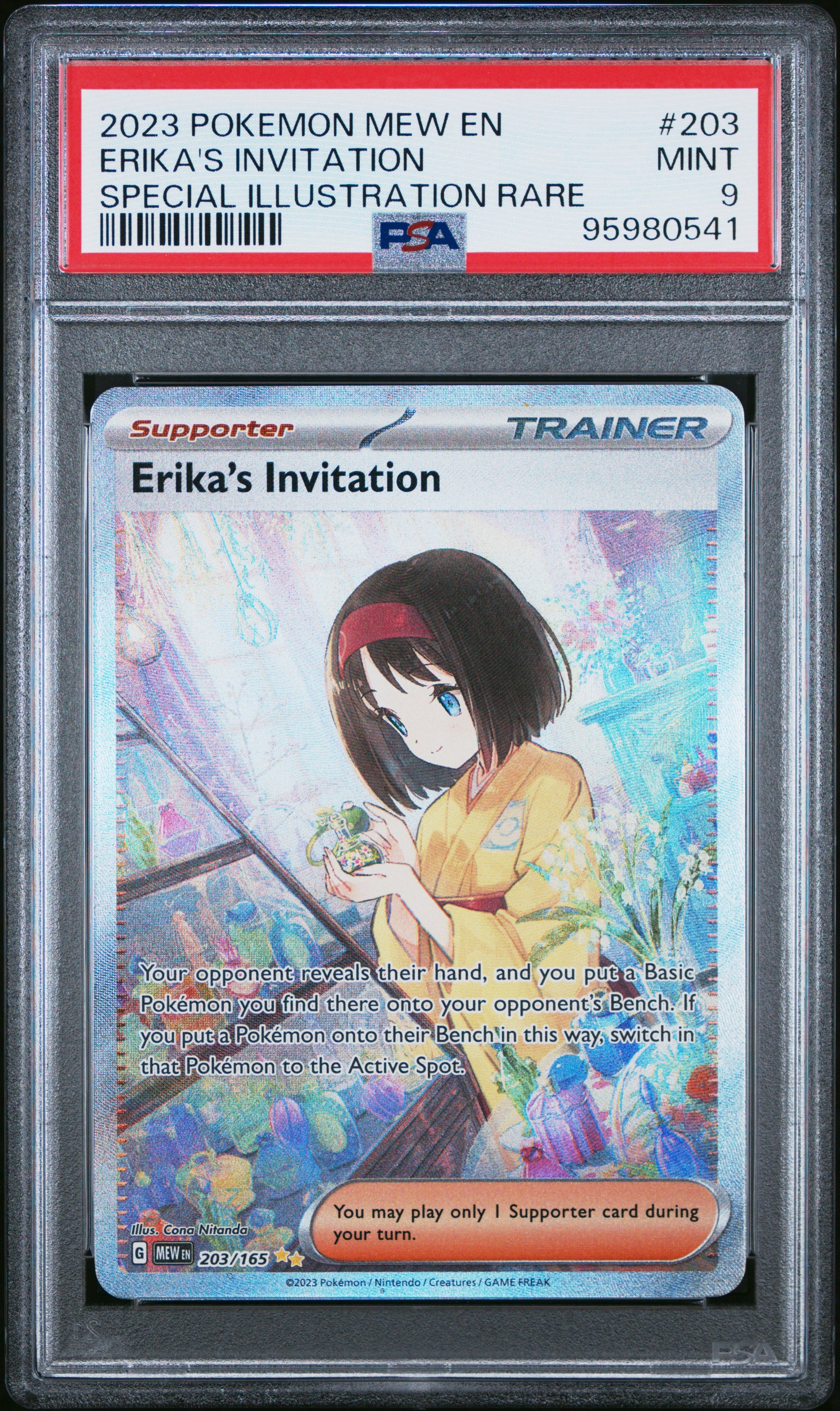 2023 Pokemon Mew En-151 #203 Special Illustration Rare Erika'S Invitation PSA 9
