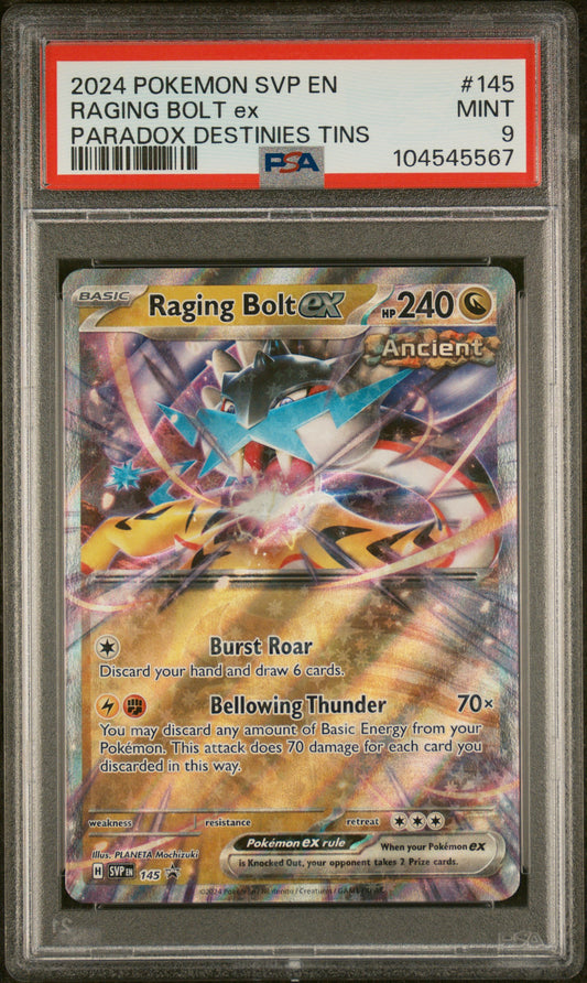 2024 Pokemon Svp En-Sv Black Star Promo #145 Raging Bolt Ex PSA 9