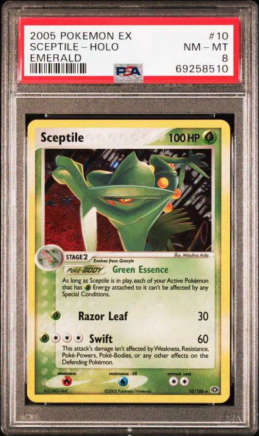 2005 Pokemon Ex Emerald #10 Emerald Sceptile-Holo PSA 8
