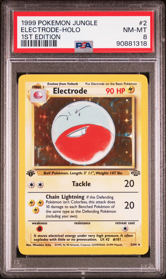 1999 Pokemon Jungle #2 1st Edition Electrode-Holo PSA 8