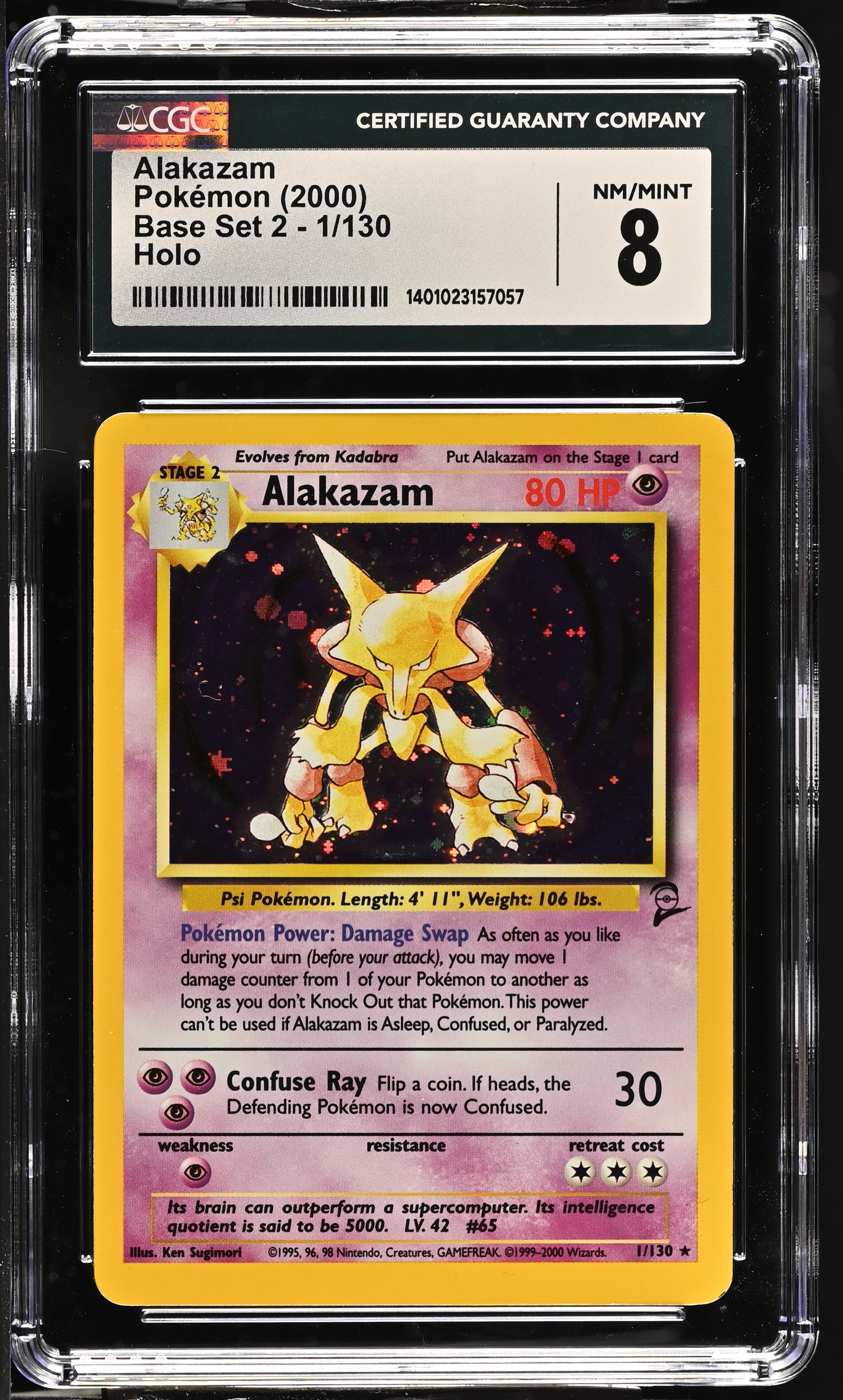 2000 Base Set 2 #1/130 Alakazam CGC 8