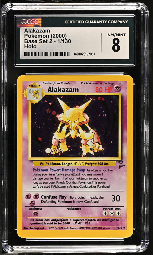 2000 Base Set 2 #1/130 Alakazam CGC 8