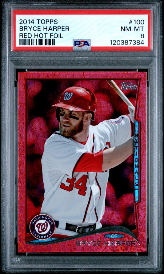 2014 Topps #100 Red Hot Foil Bryce Harper PSA 8