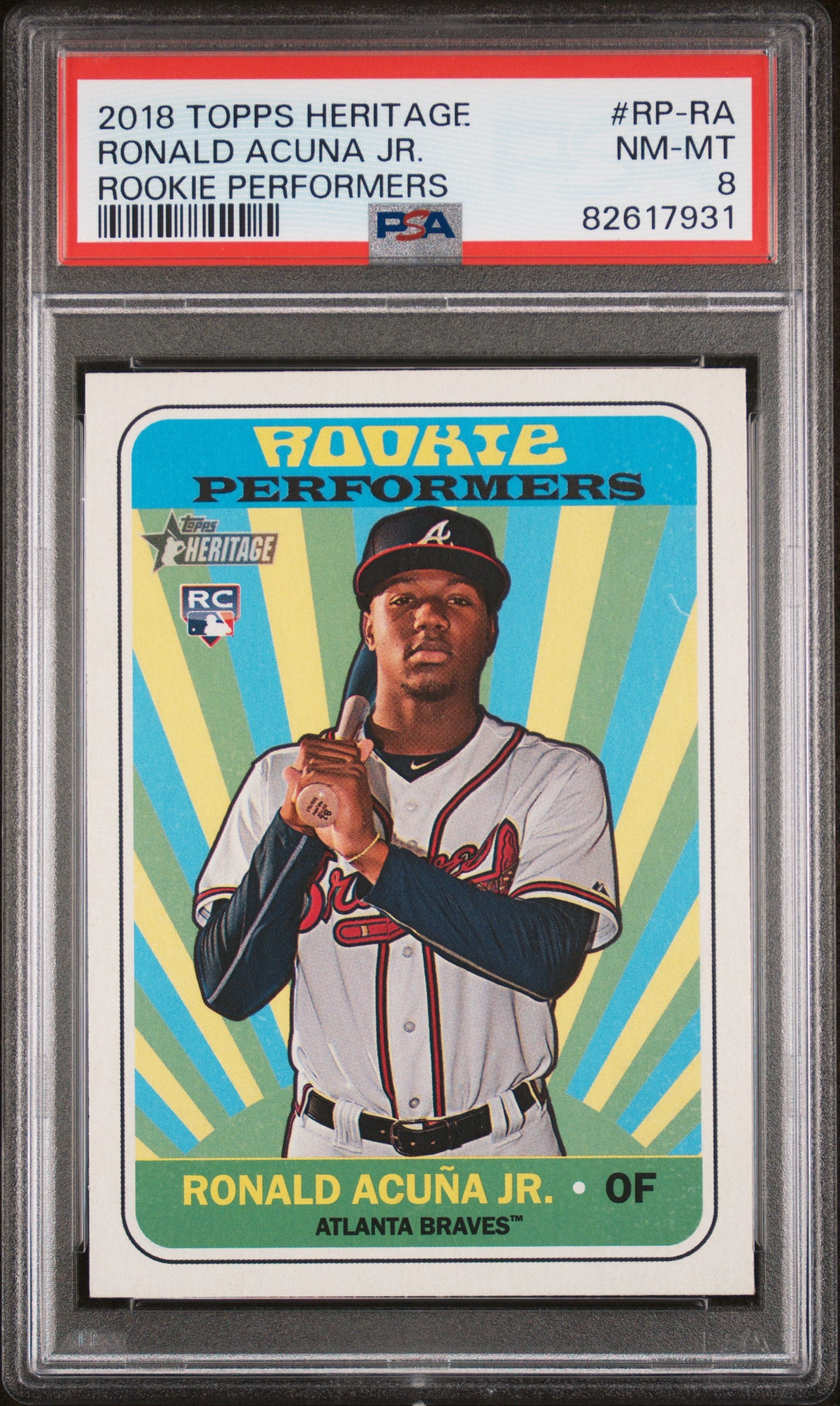 2018 Topps Heritage Rookie Performers #RP-RA Ronald Acuna Jr. PSA 8
