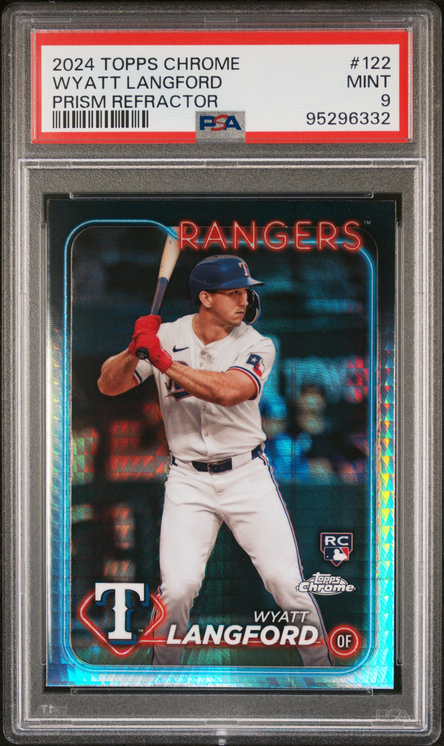 2024 Topps Chrome #122 Prism Refractor Wyatt Langford PSA 9