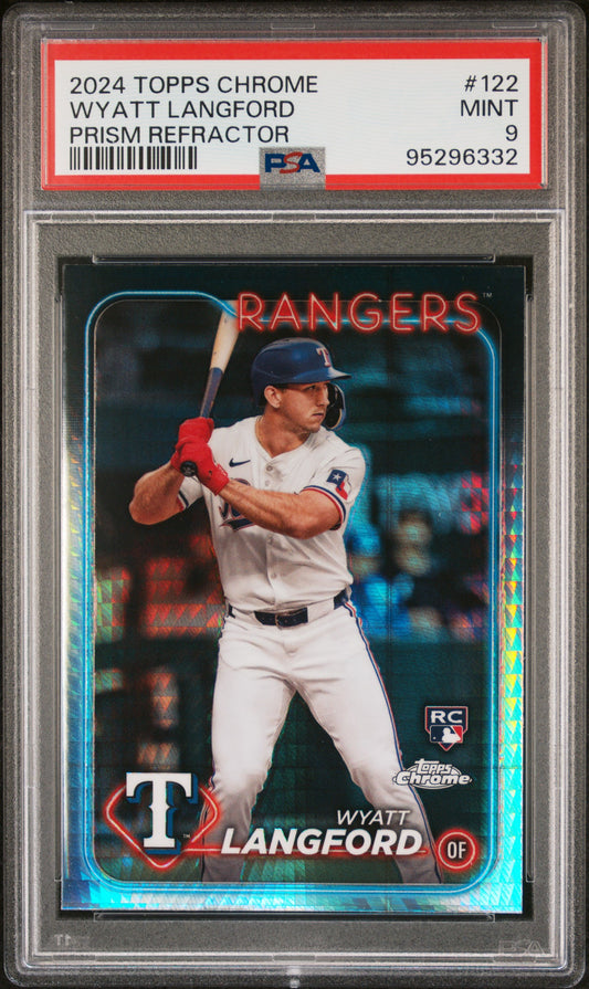 2024 Topps Chrome #122 Prism Refractor Wyatt Langford PSA 9