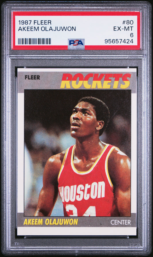 1987 Fleer #80 Akeem Olajuwon PSA 6