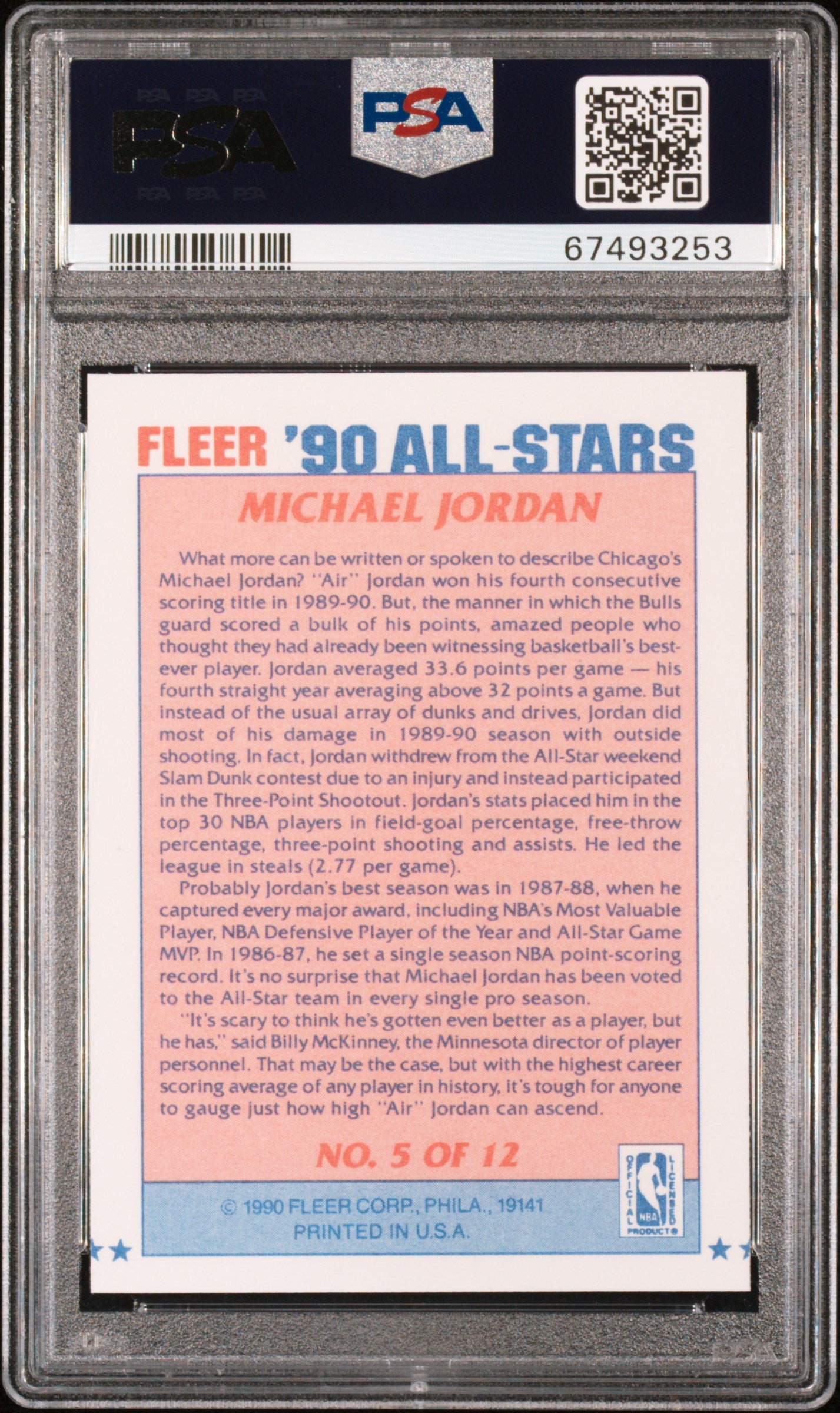 1990 Fleer All-Stars #5 Michael Jordan PSA 8
