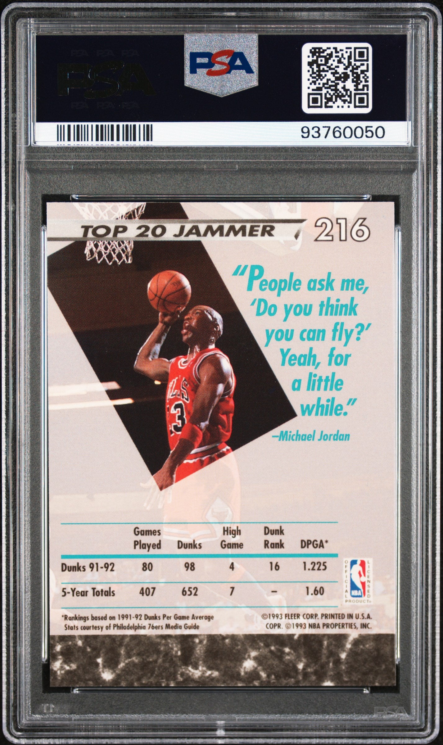 1992 Ultra #216 Michael Jordan PSA 8