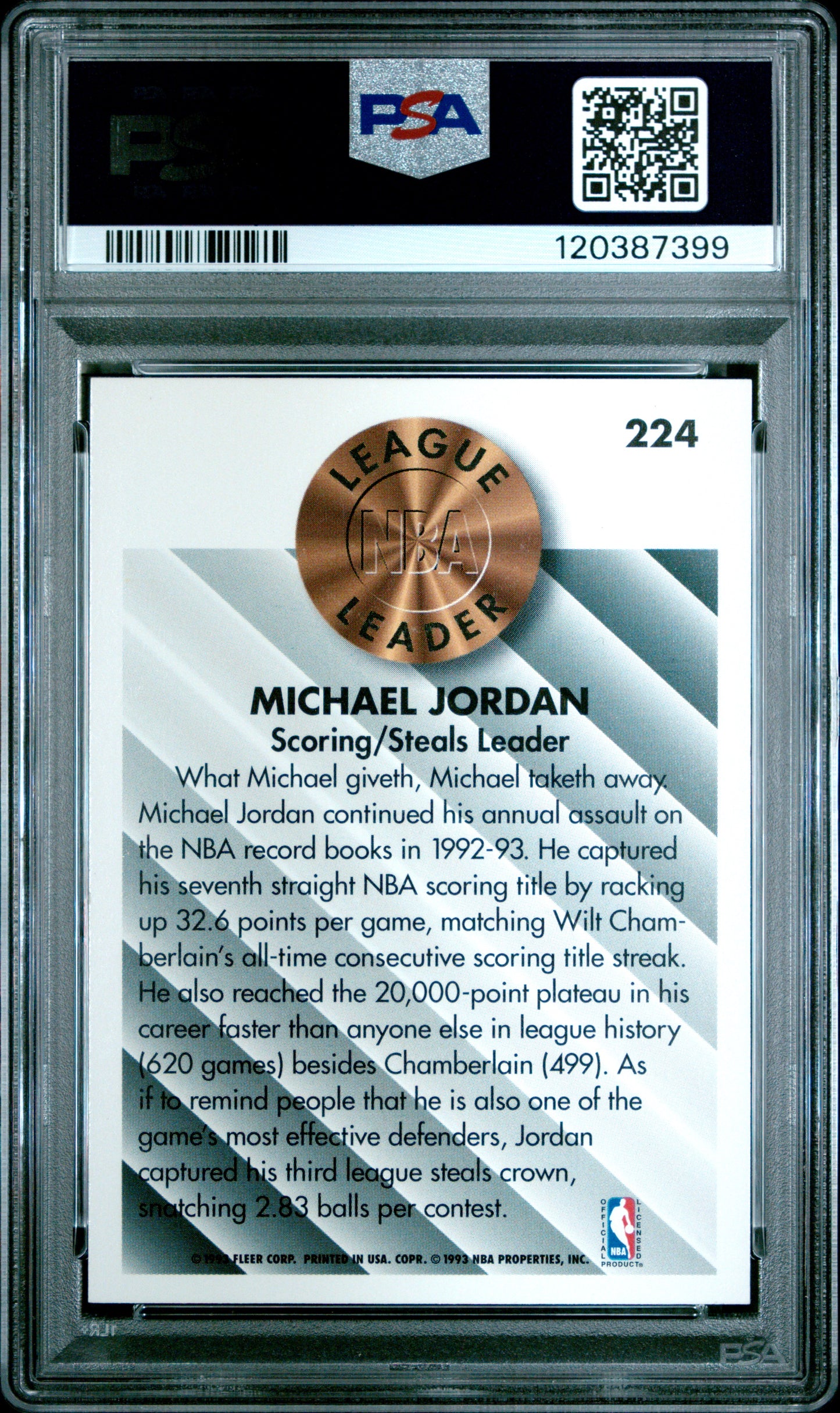 1993 Fleer #224 Michael Jordan PSA 8