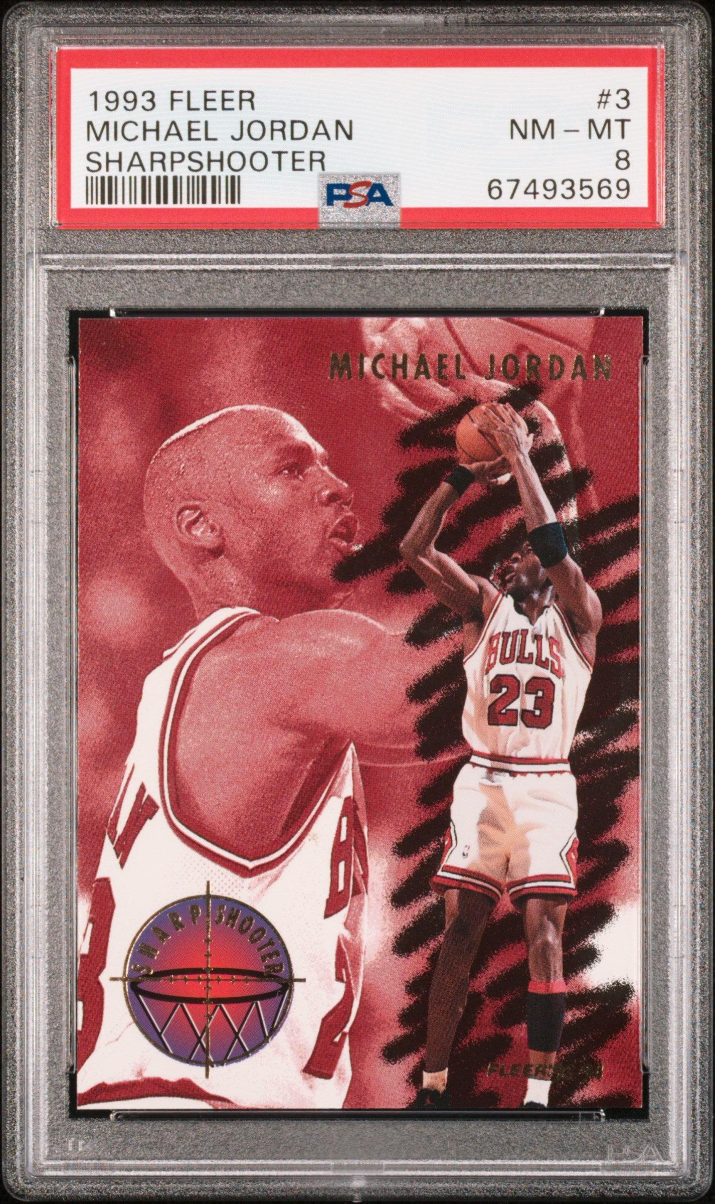 1993 Fleer Sharpshooter #3 Sharpshooter Michael Jordan PSA 8