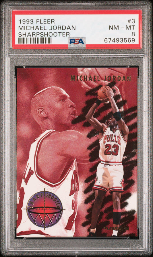 1993 Fleer Sharpshooter #3 Sharpshooter Michael Jordan PSA 8