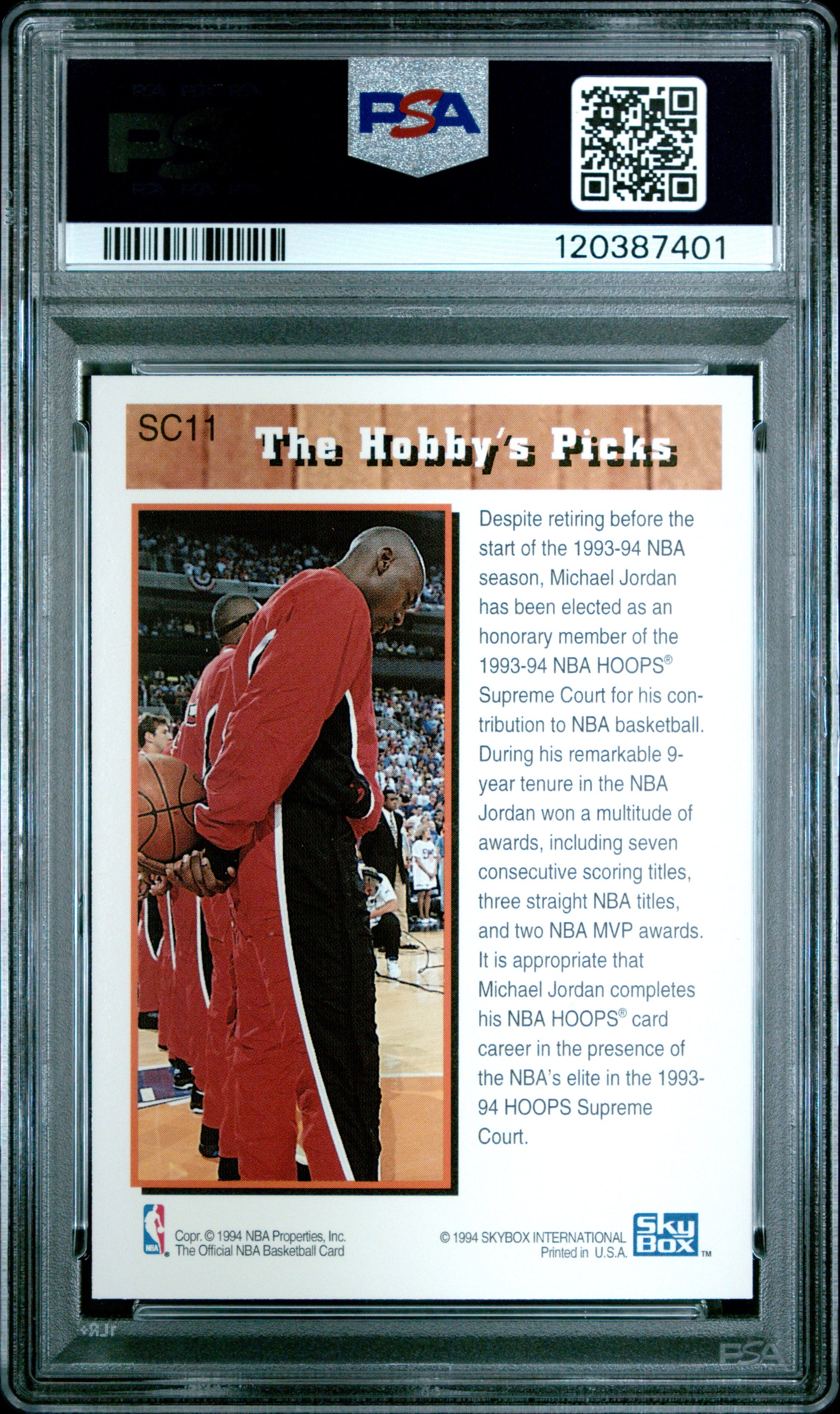 1993 Hoops Supreme Court #SC11 Supreme Court Michael Jordan PSA 6