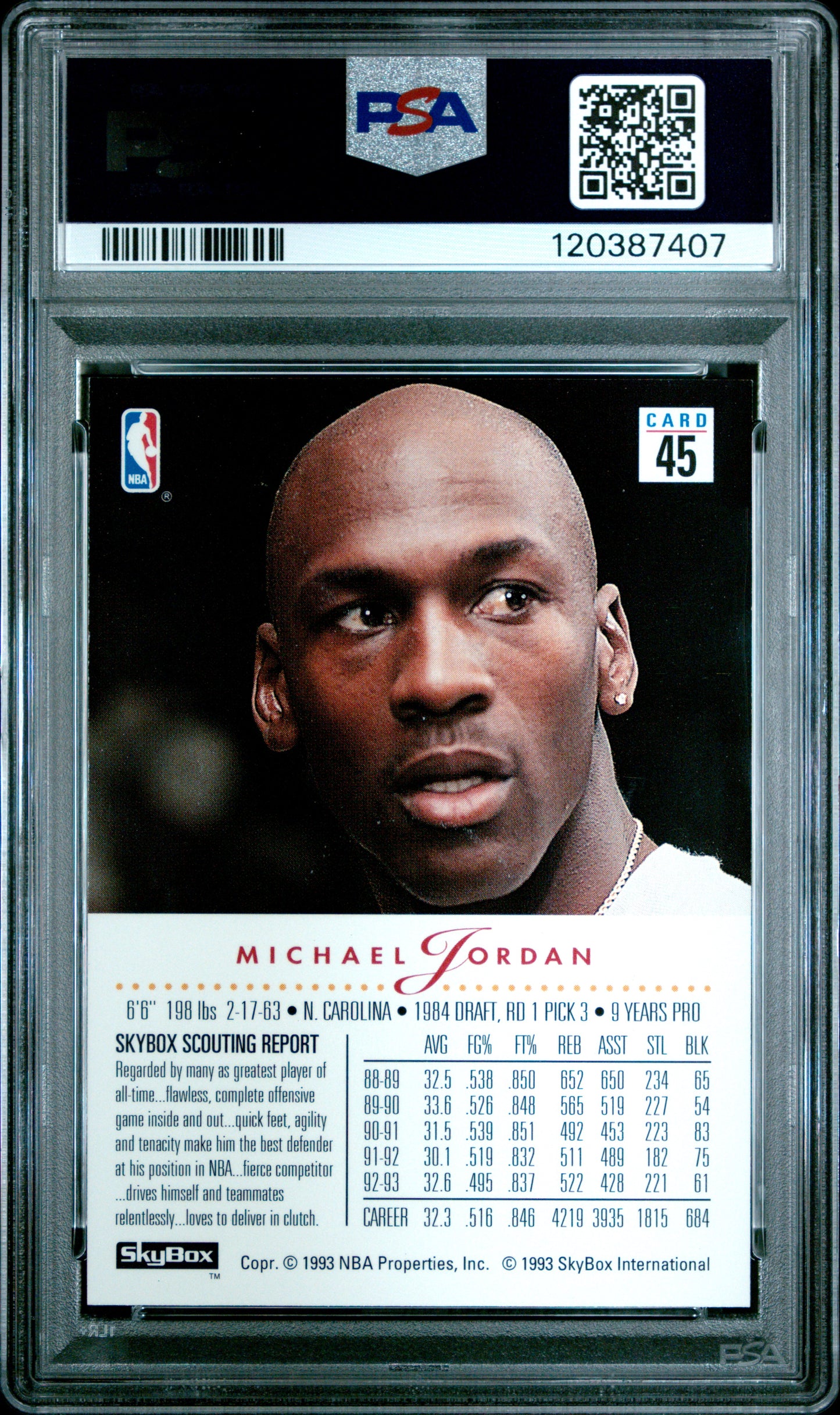 1993 Skybox Premium #45 Michael Jordan PSA 8