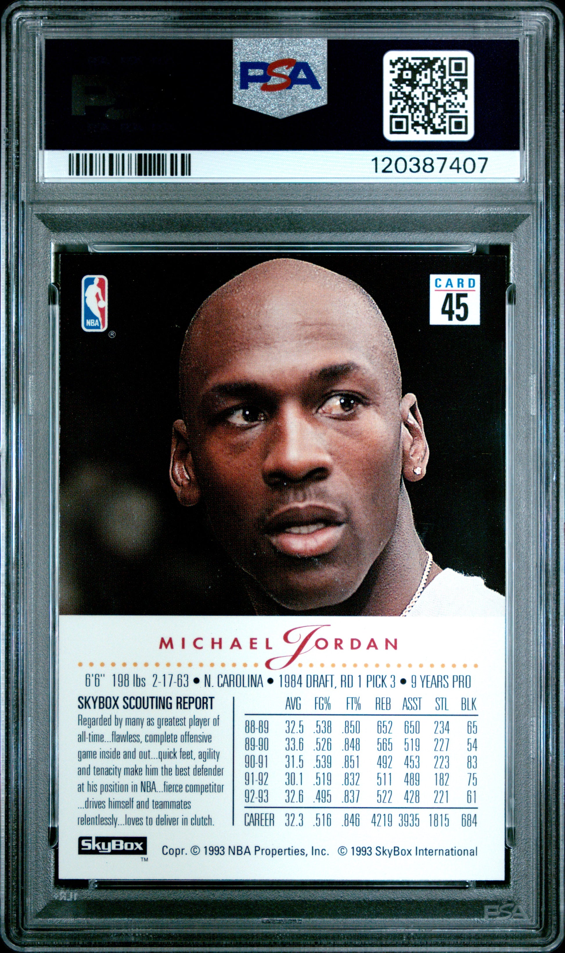 1993 Skybox Premium #45 Michael Jordan PSA 8