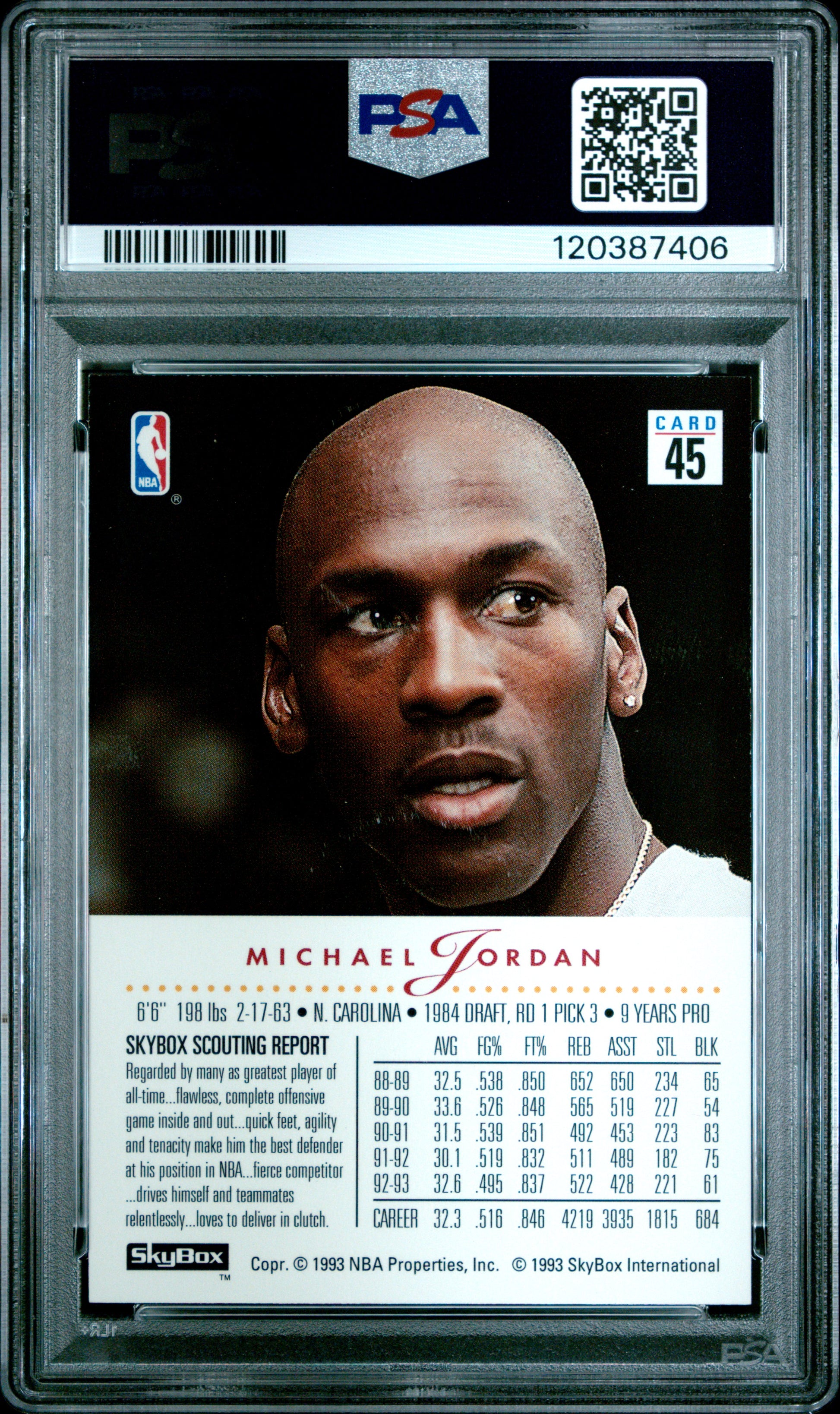 1993 Skybox Premium #45 Michael Jordan PSA 8
