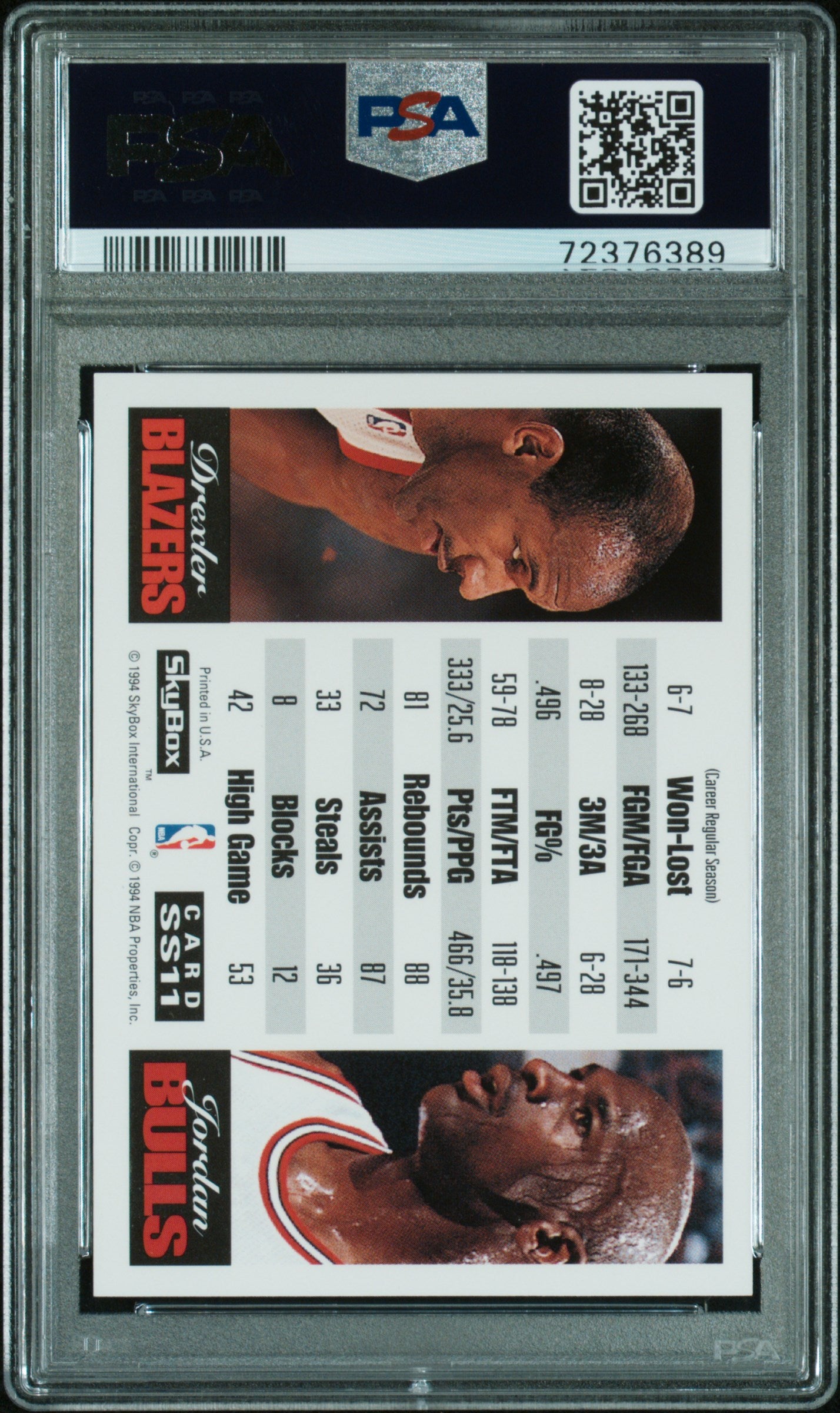 1993 Skybox Premium Showdown Series #SS11 C.Drexler/M.Jordan PSA 9