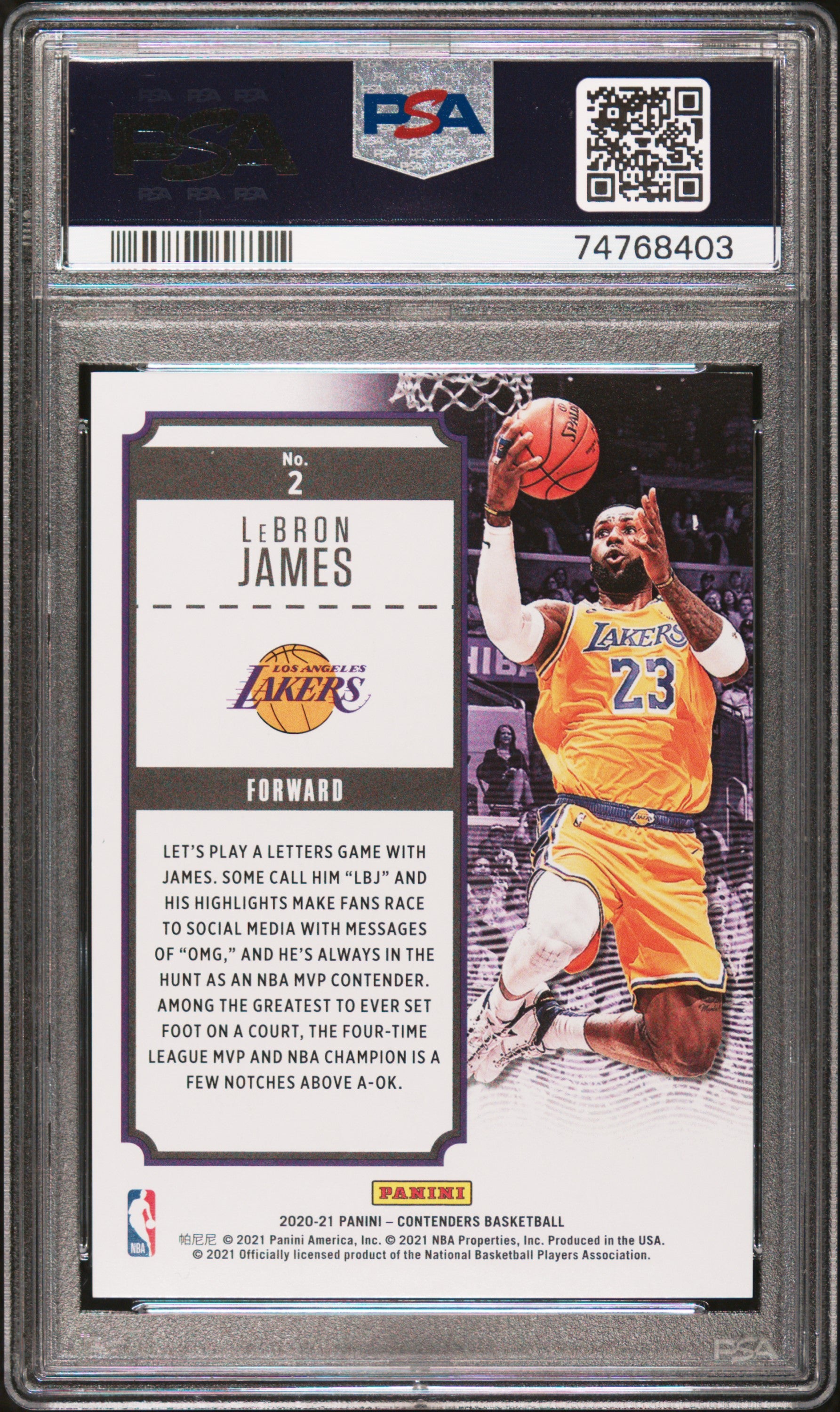 2020 Panini Contenders Mvp Contenders #2 Lebron James PSA 10