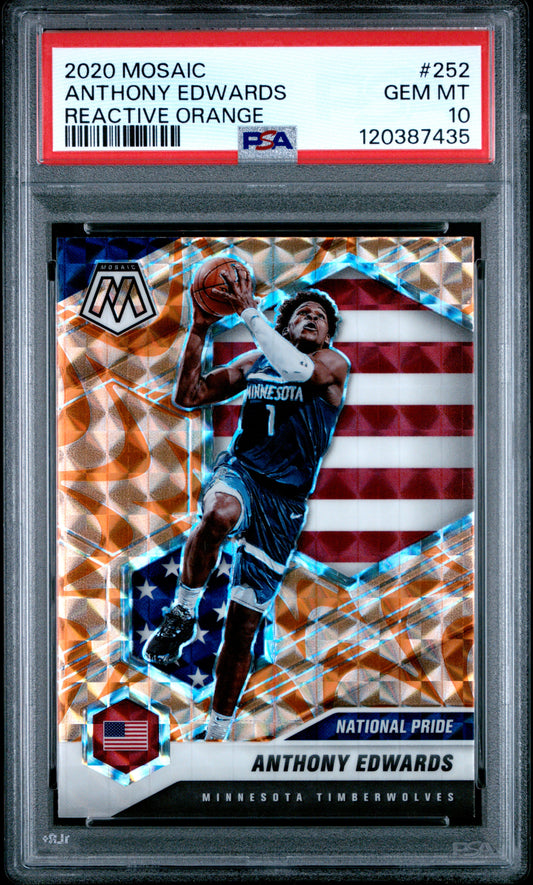 2020 Panini Mosaic #252 Reactive Orange Anthony Edwards RC PSA 10