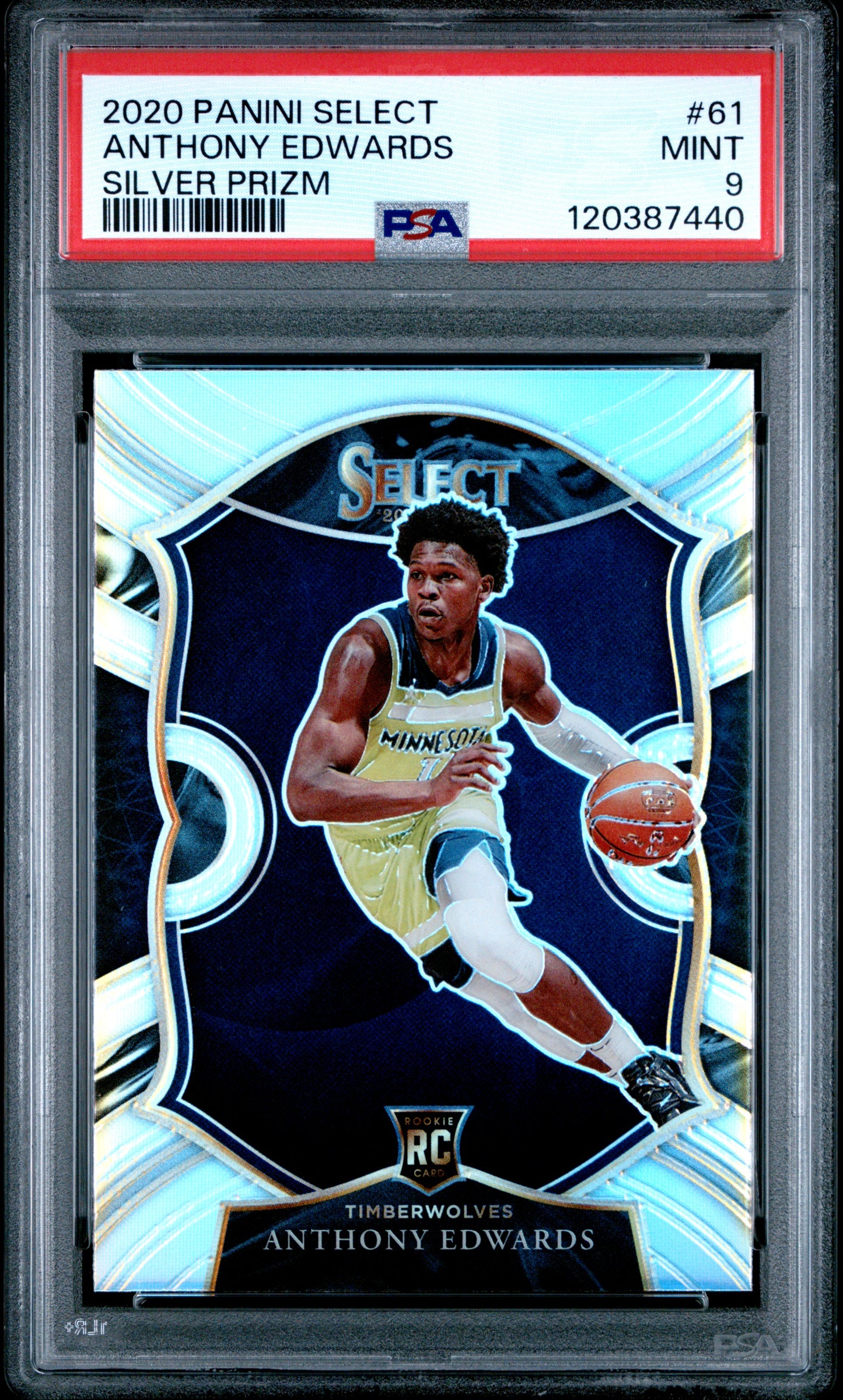 2020 Panini Select #61 Silver Prizm Anthony Edwards RC PSA 9