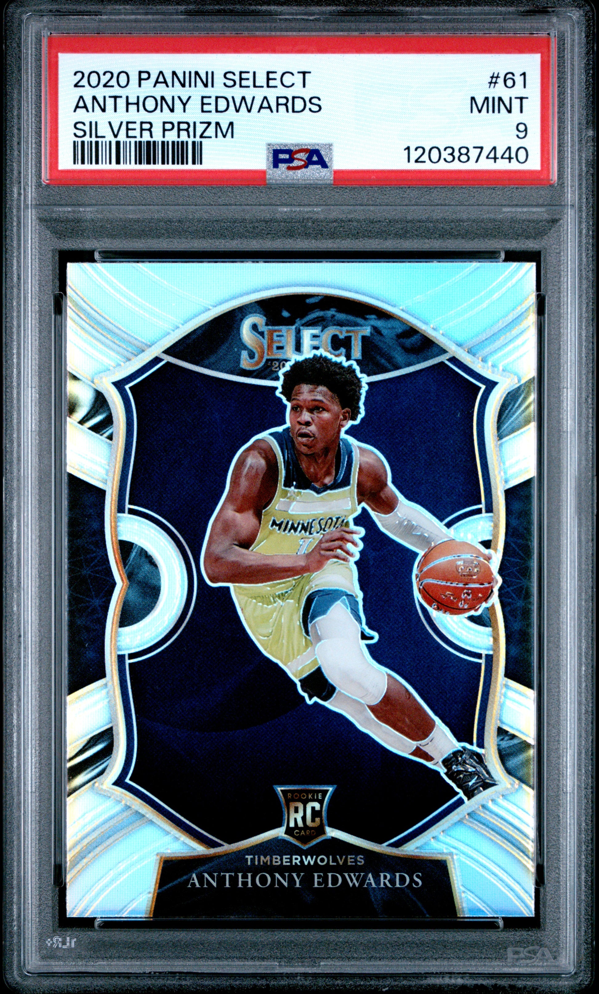 2020 Panini Select #61 Silver Prizm Anthony Edwards RC PSA 9