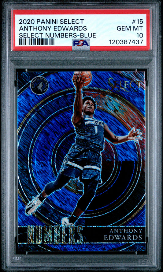 2020 Panini Select Select Numbers #15 Blue Anthony Edwards RC PSA 10