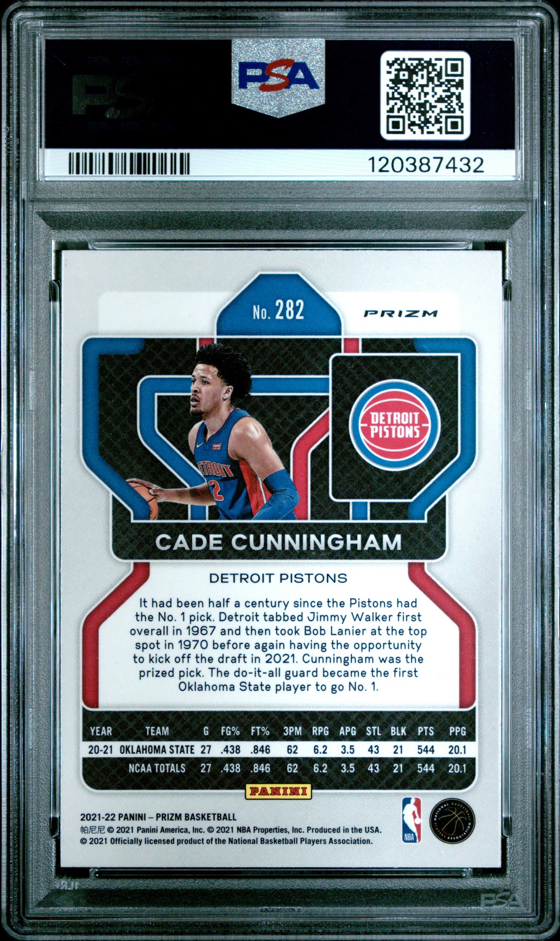2021 Panini Prizm #282 Red/White/Blue Prizm Cade Cunningham RC PSA 9