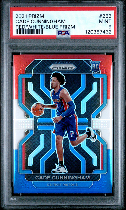 2021 Panini Prizm #282 Red/White/Blue Prizm Cade Cunningham RC PSA 9