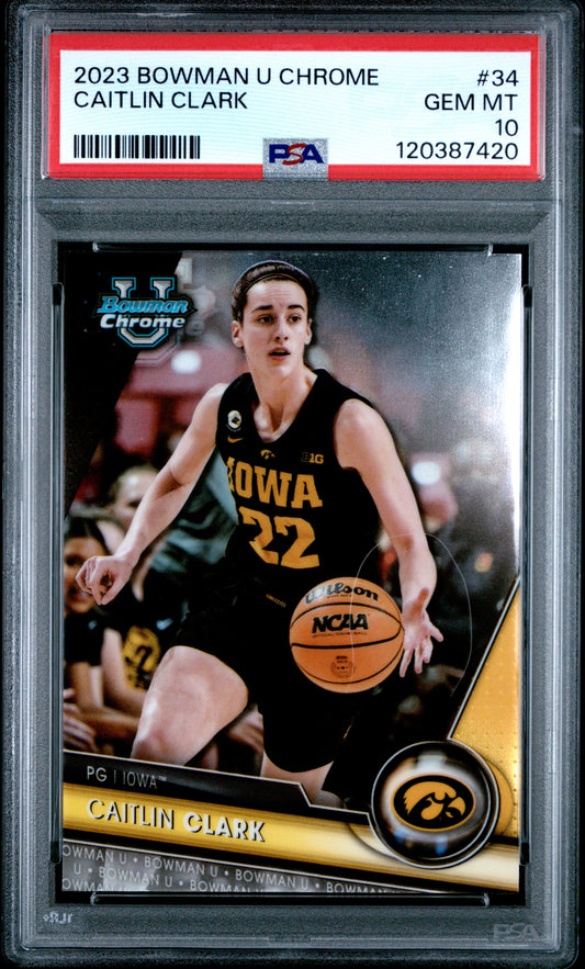 2023 Bowman University Chrome #34 Caitlin Clark PSA 10