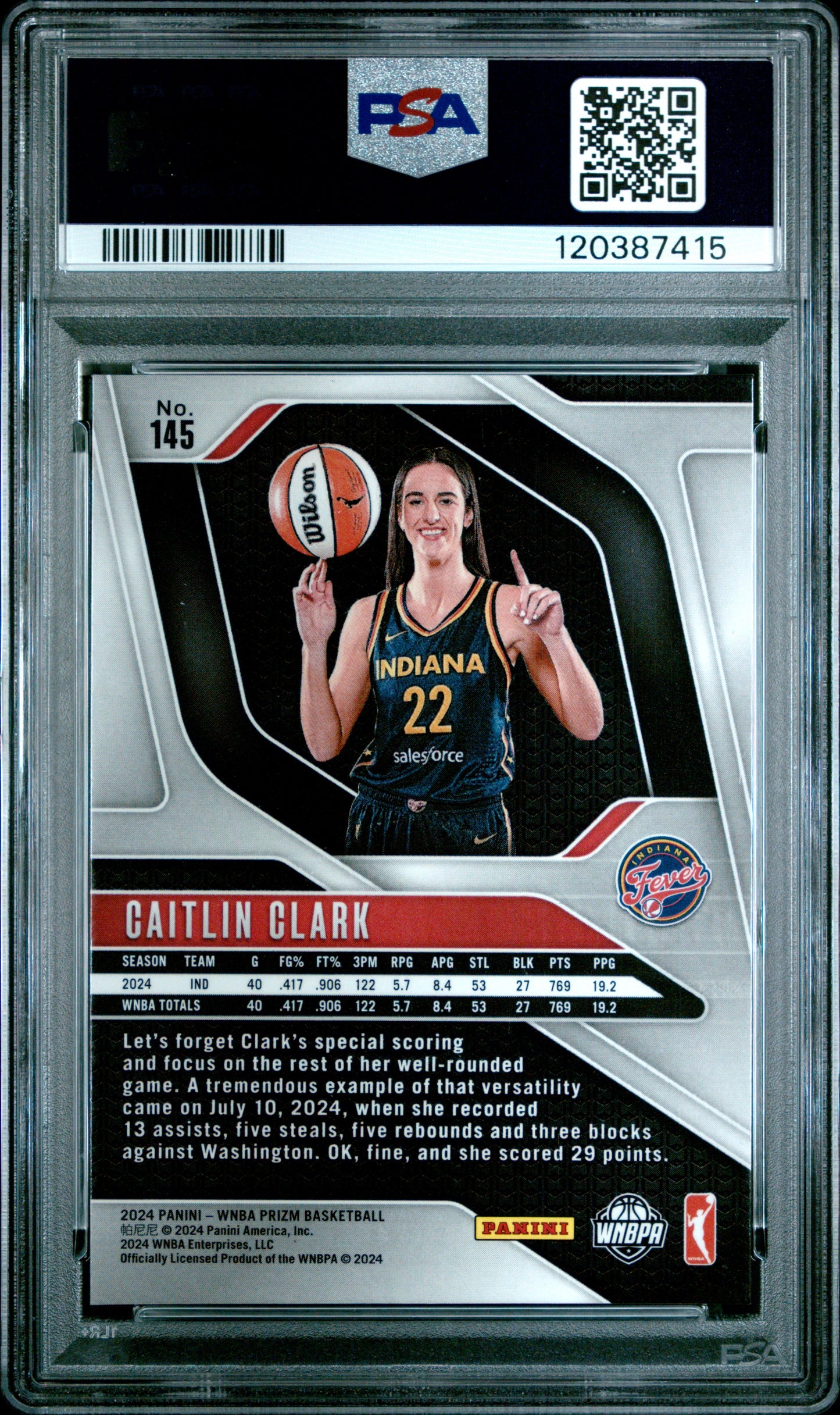 2024 Panini Prizm Wnba #145 Caitlin Clark PSA 7 (7415)